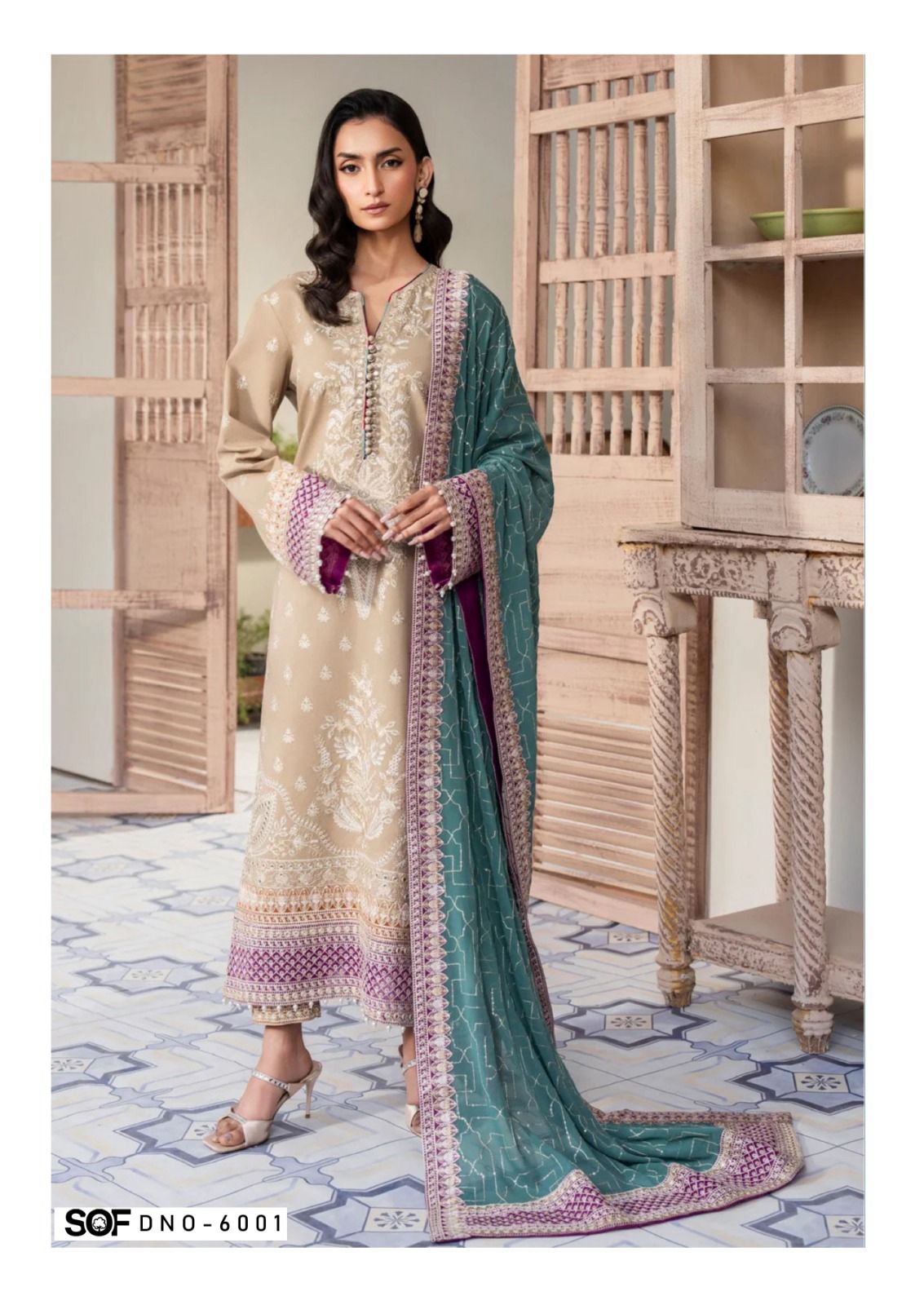 Saira Rizwan Vol 6 Luxury Lawn Collection Shree Om Pure Lawn Karachi Salwar Suits Exporter