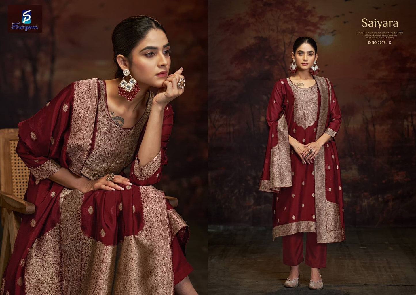 Saiyara Sargam Prints Banglori Silk Pant Style Suits Supplier Ahmedabad