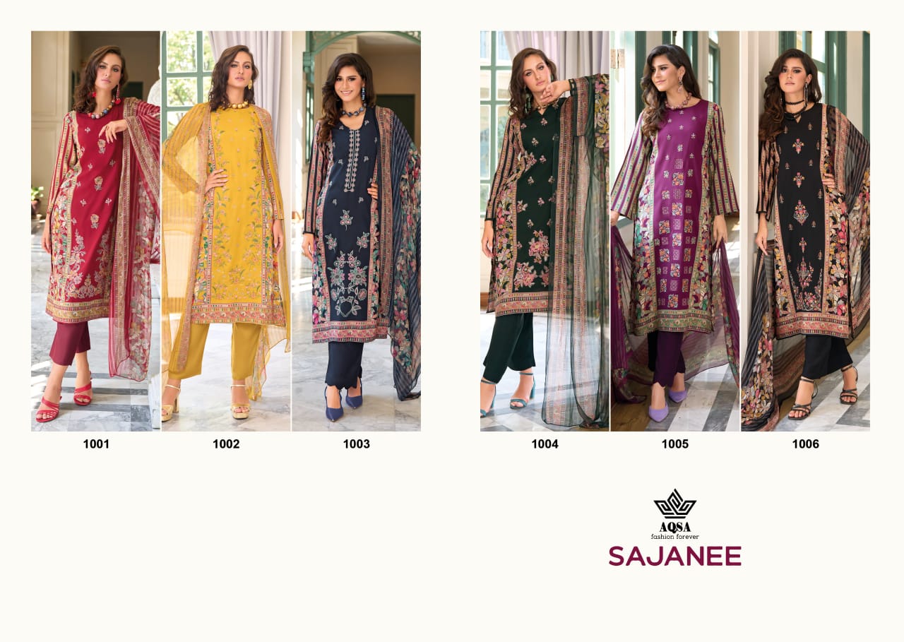 Sajnee Aqsa Pure Viscose Pakistani Salwar Suits Wholesaler Gujarat