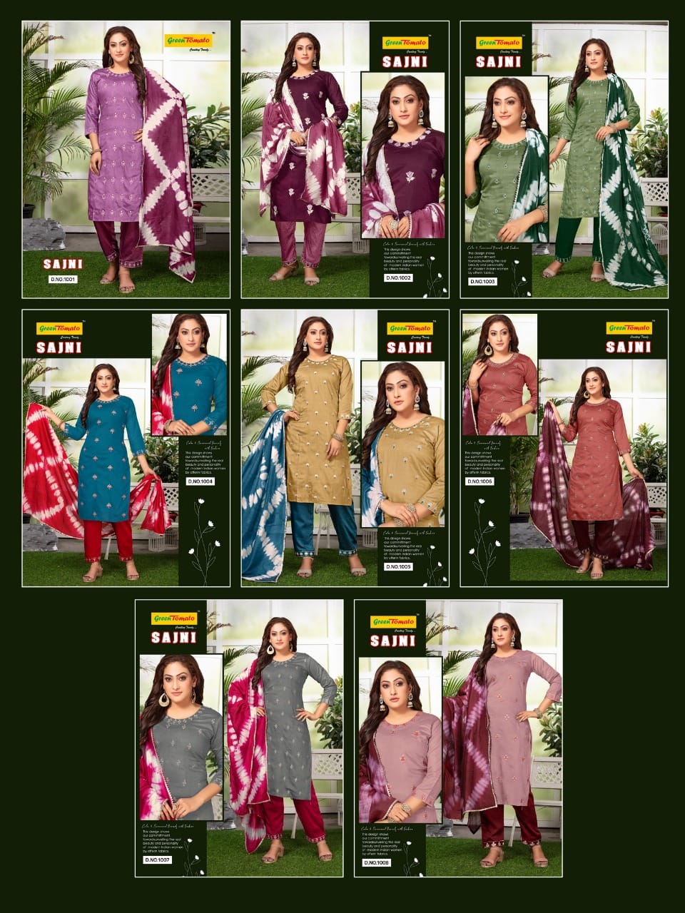Sajni Green Tomato Chanderi Readymade Pant Style Suits Wholesale Price