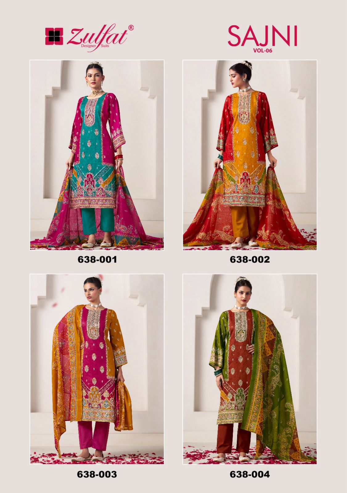 Sajni Vol 6 Zulfat Designer Jam Cotton Karachi Salwar Suits Wholesaler Gujarat