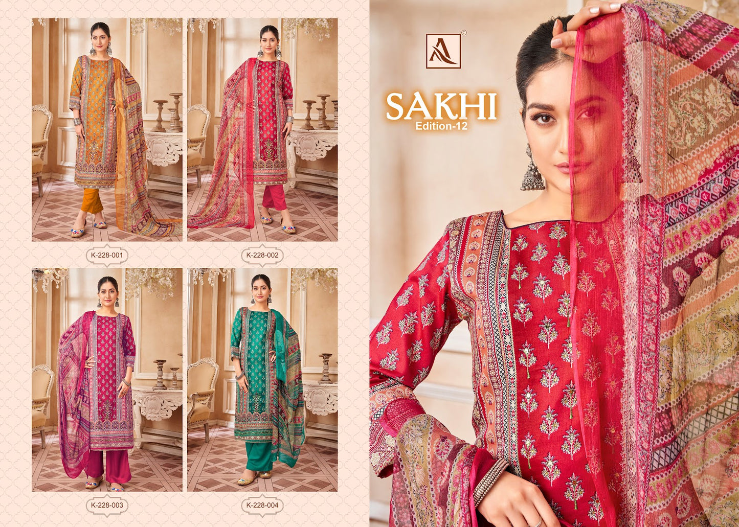 Sakhi Edition 12 Alok Pure Zam Karachi Salwar Suits Supplier Ahmedabad
