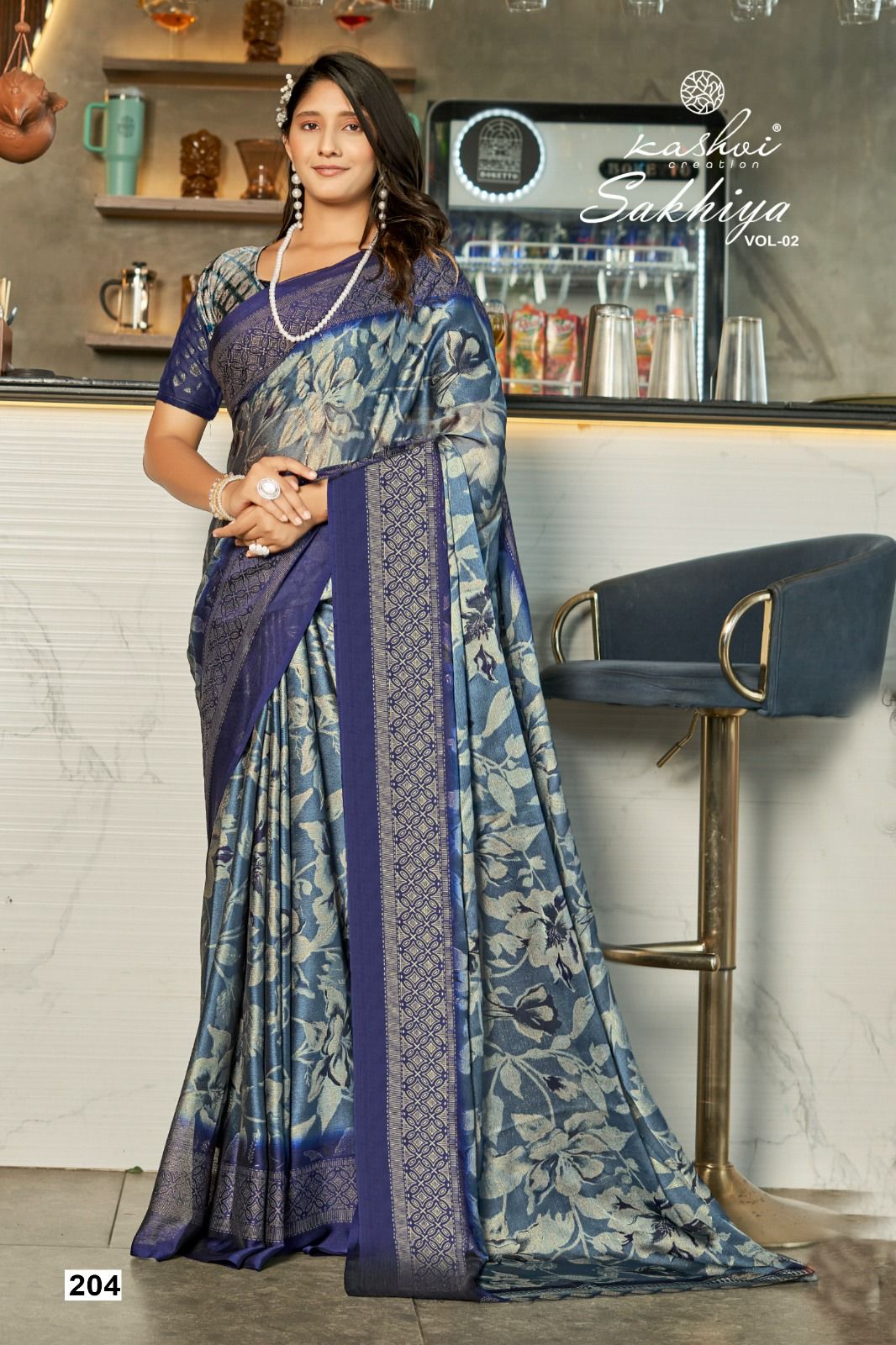 Sakhiya Vol 2 Kashvi Creation Moss Sarees Wholesaler Ahmedabad