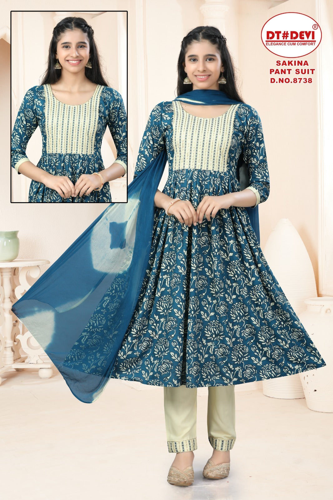 Sakina 8738 Dt Devi Rayon Girls Readymade Pant Suits Wholesale Price