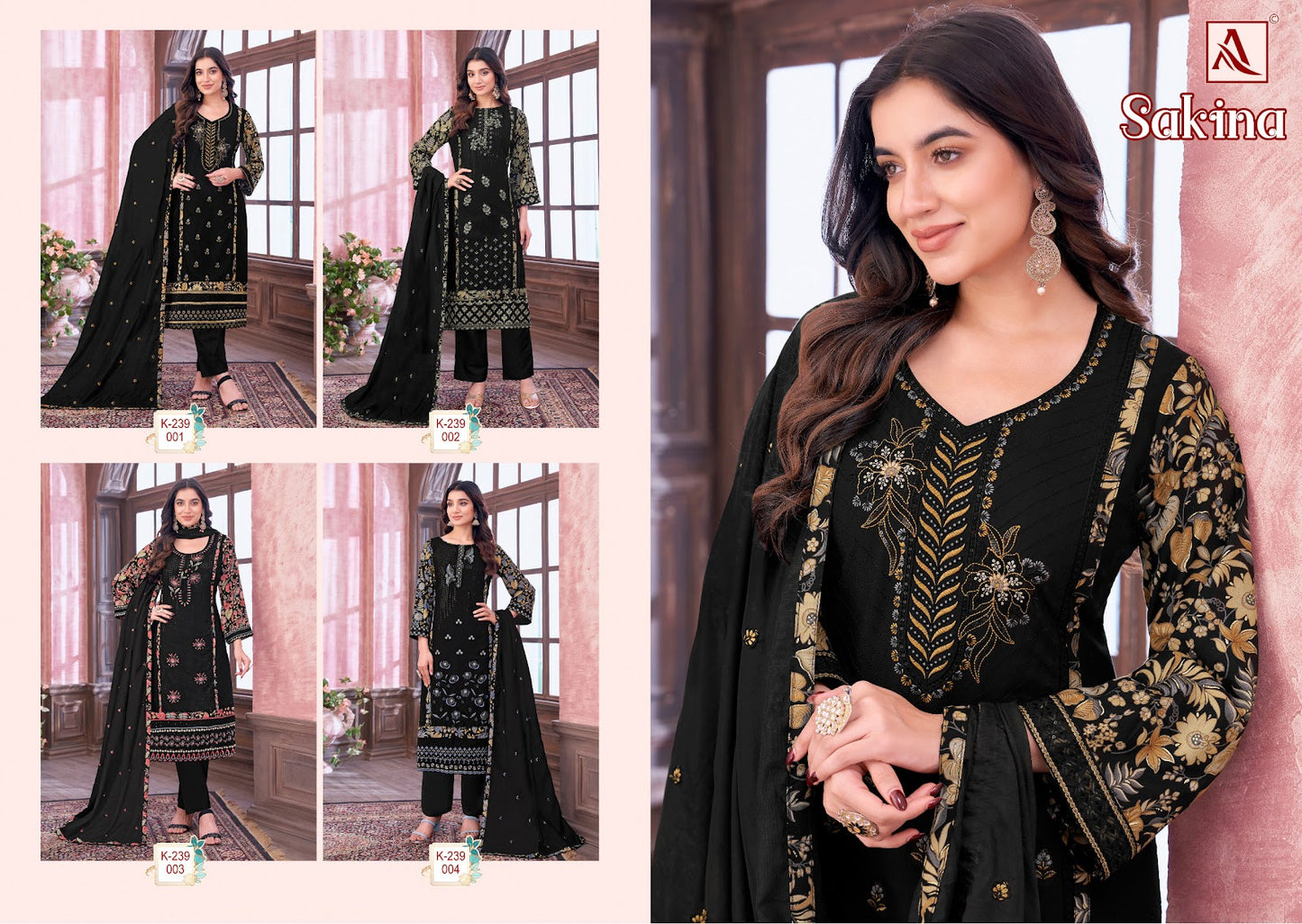 Sakina Black Special Alok Viscose Rayon Karachi Salwar Suits Manufacturer