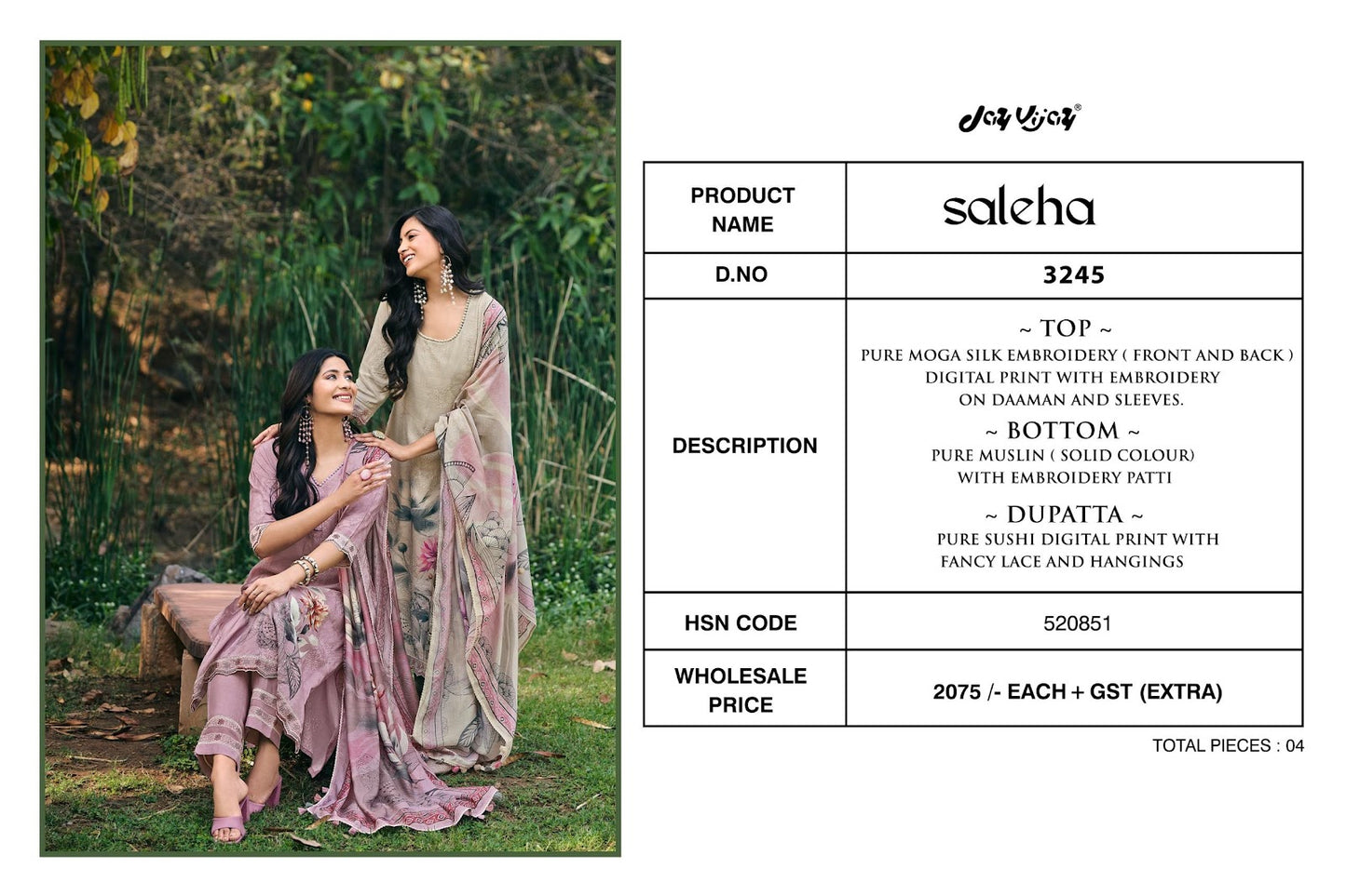 Saleha 3245 Jay Vijay Moga Silk Pant Style Suits Wholesale Price