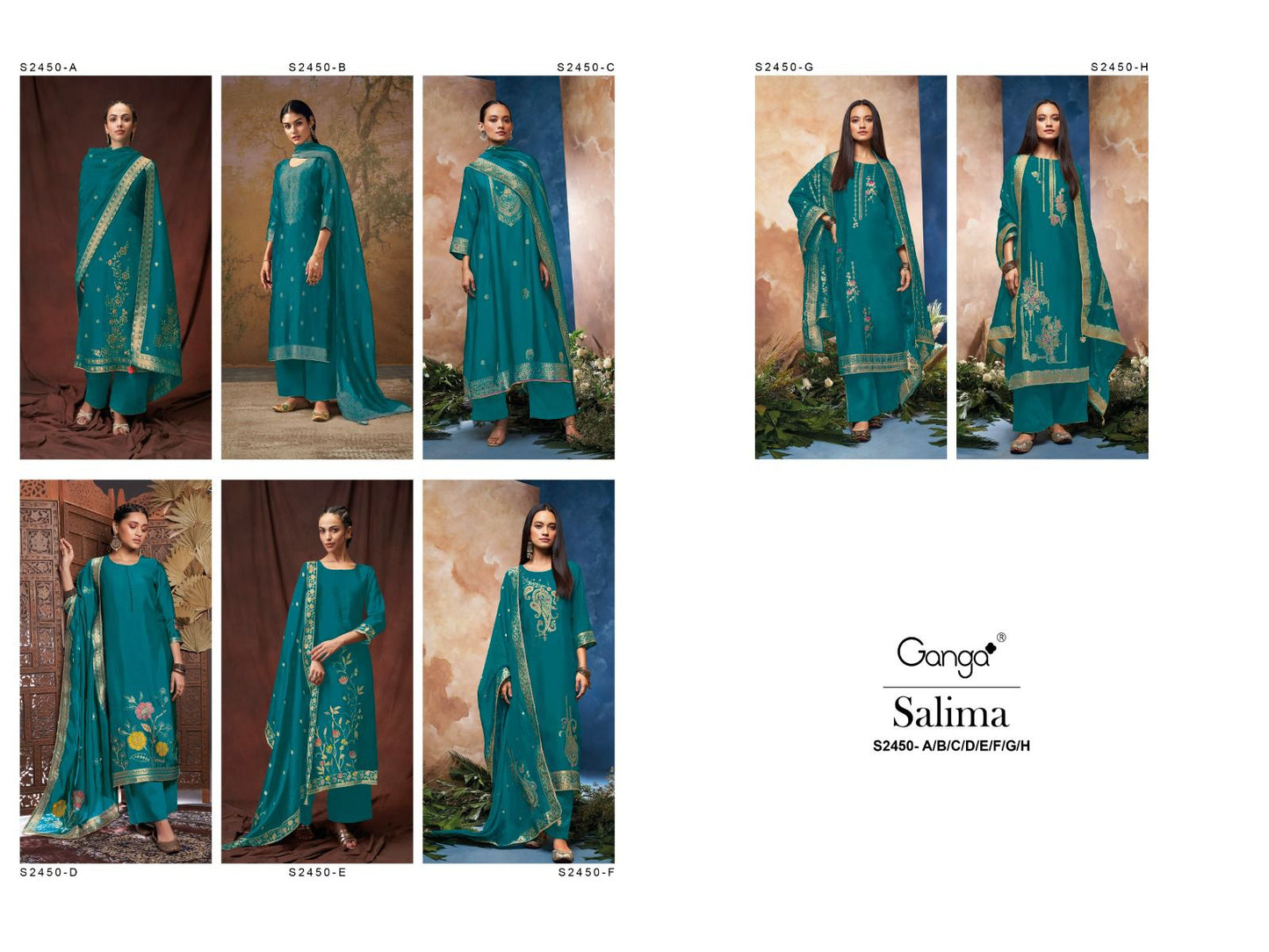 Salima 2450 Ganga Silk Jacquard Plazzo Style Suits Wholesaler Gujarat