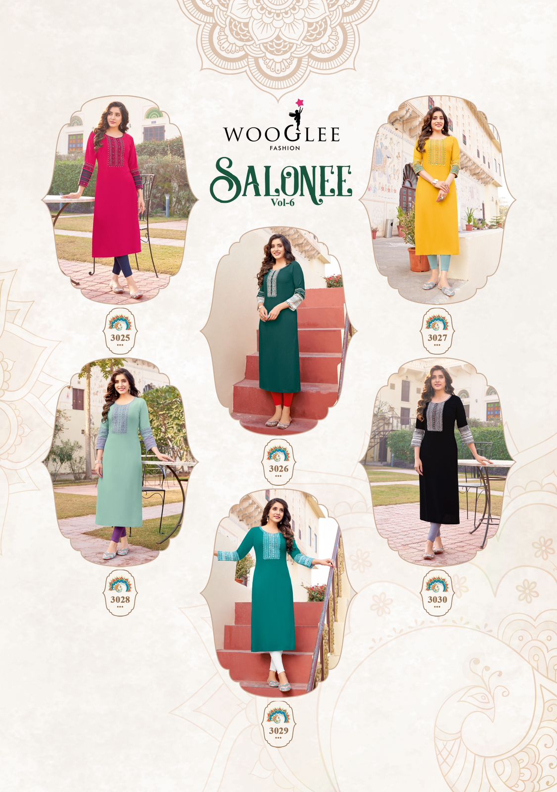 Salonee Vol 6 Wooglee Heavy Rayon Long Straight Kurti Exporter Gujarat