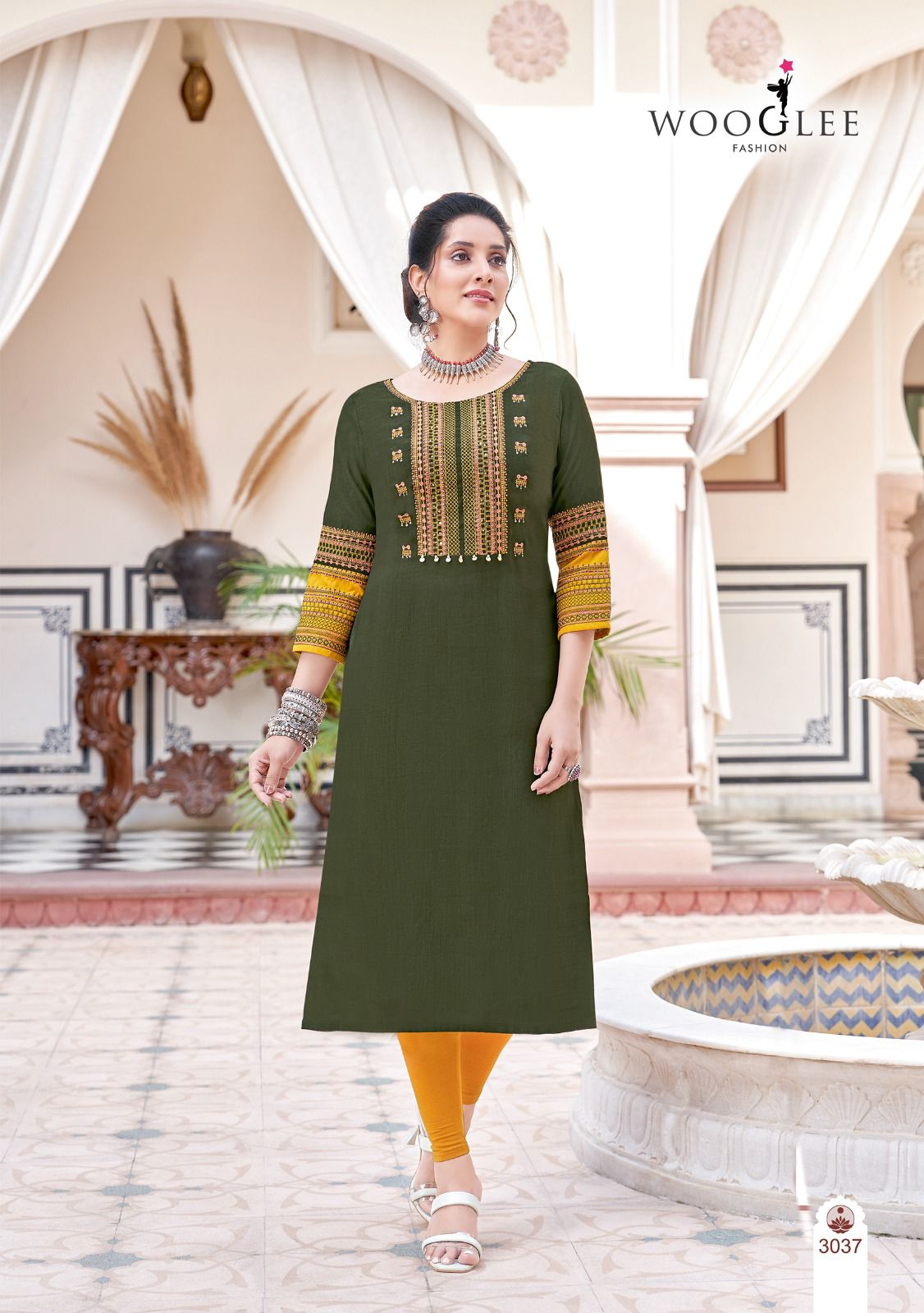 Salonee Vol 8 Wooglee Rayon Long Straight Kurti Wholesale Price