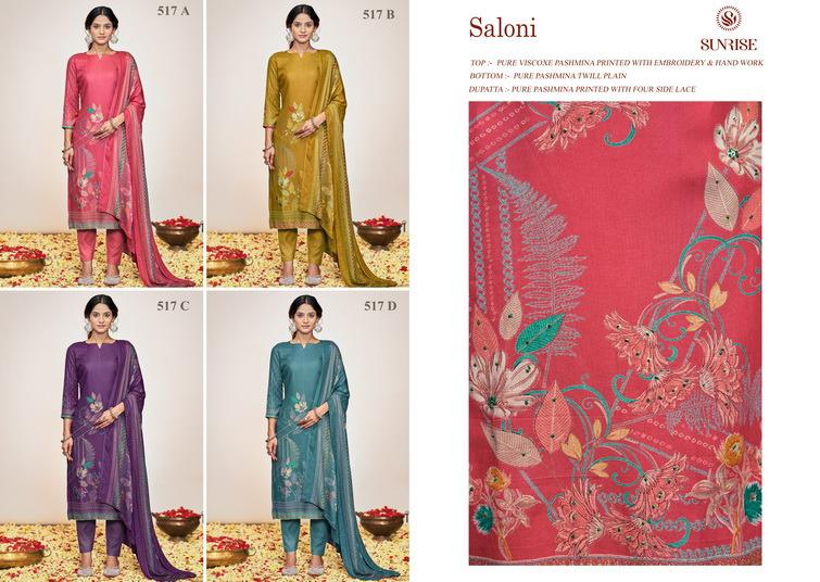 Saloni 517 Sunrise Pure Pashmina Suits Wholesale Price
