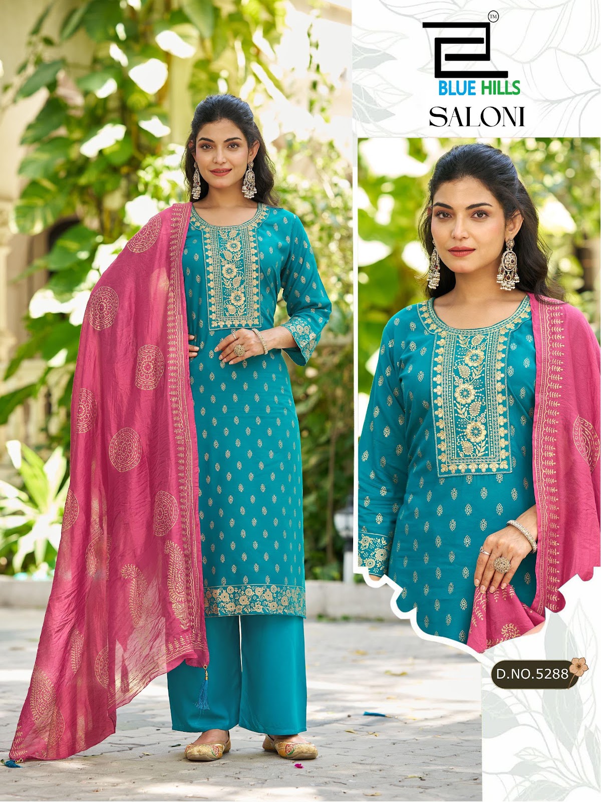 Saloni Nx Blue Hills Rayon 14Kg Readymade Plazzo Style Suits Wholesale Price