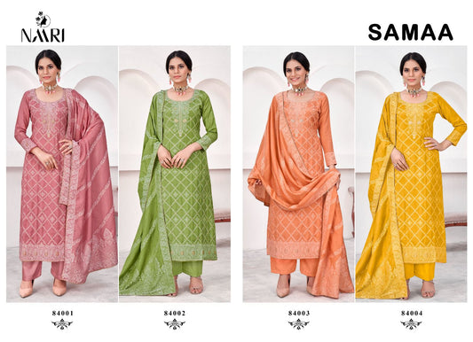 Samaa Naari Muslin Jacquard Plazzo Style Suits