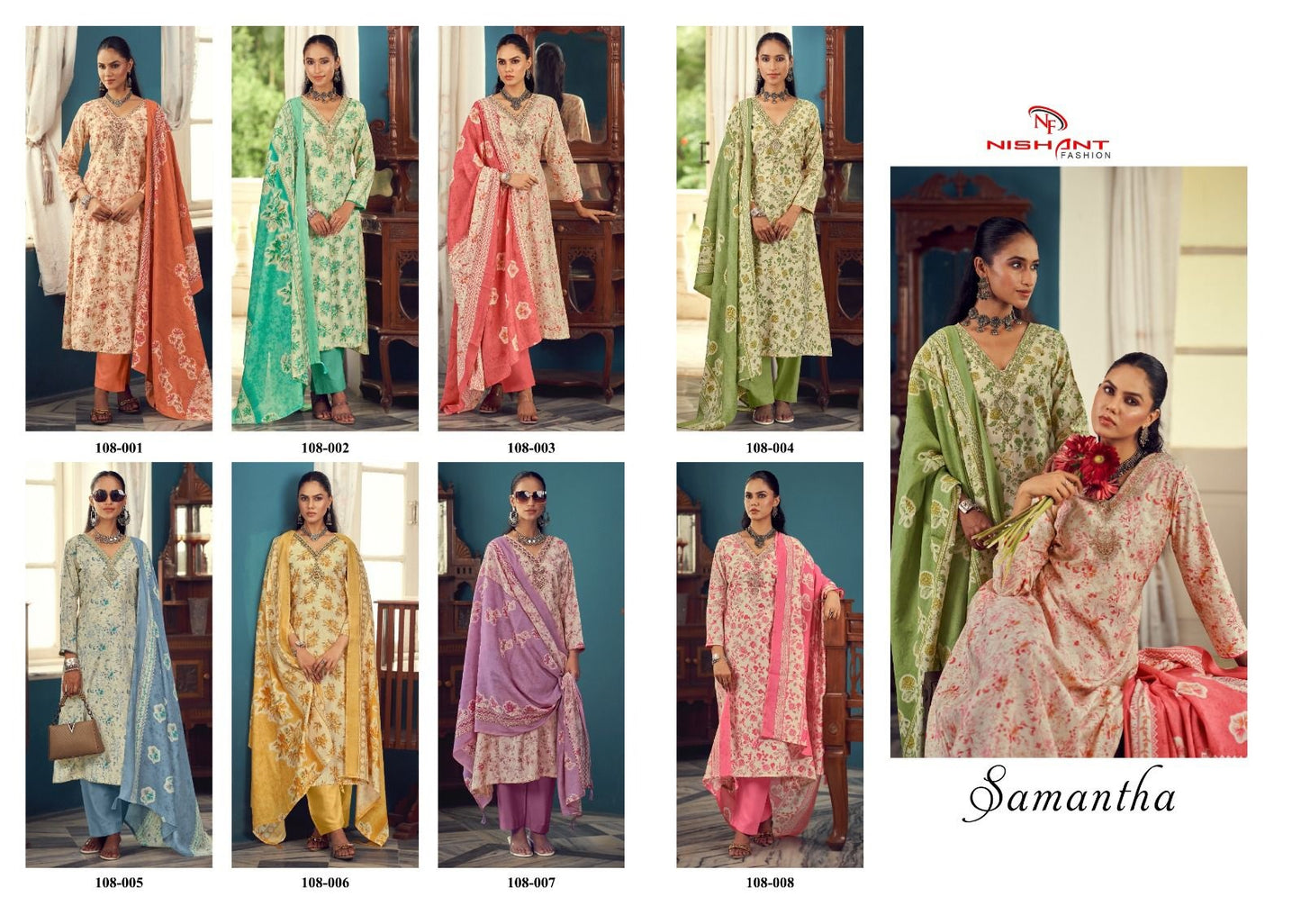 Samantha Nishant Fashion Muslin Pant Style Suits Wholesaler India