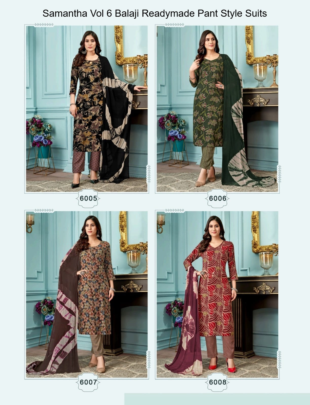 Samantha Vol 6 Balaji Capsule Rayon Readymade Pant Style Suits Wholesale Price