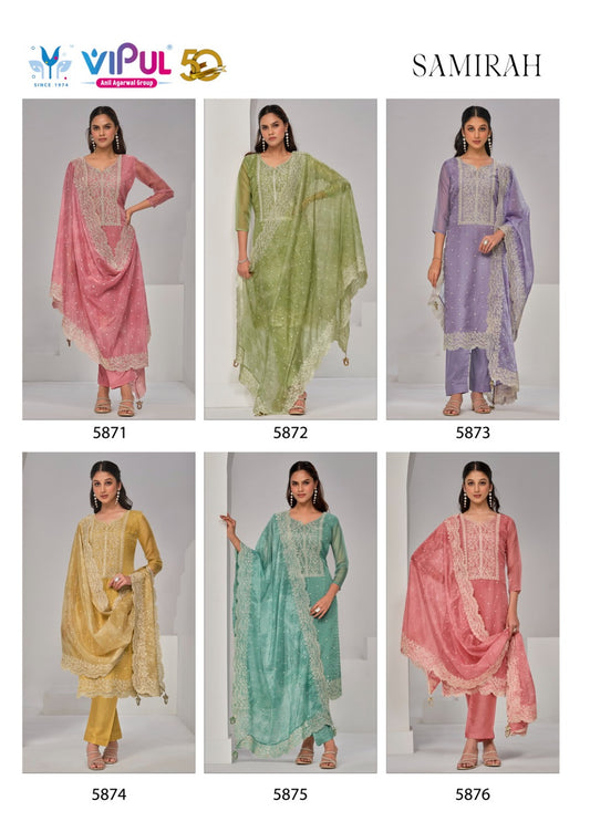 Samirah Vipul Soft Organza Pant Style Suits Manufacturer India