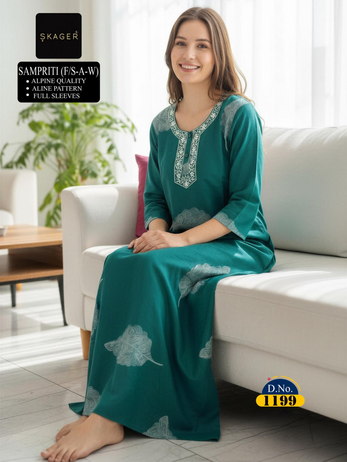 Sampriti 1606 Skager Alpine Night Gowns Supplier India