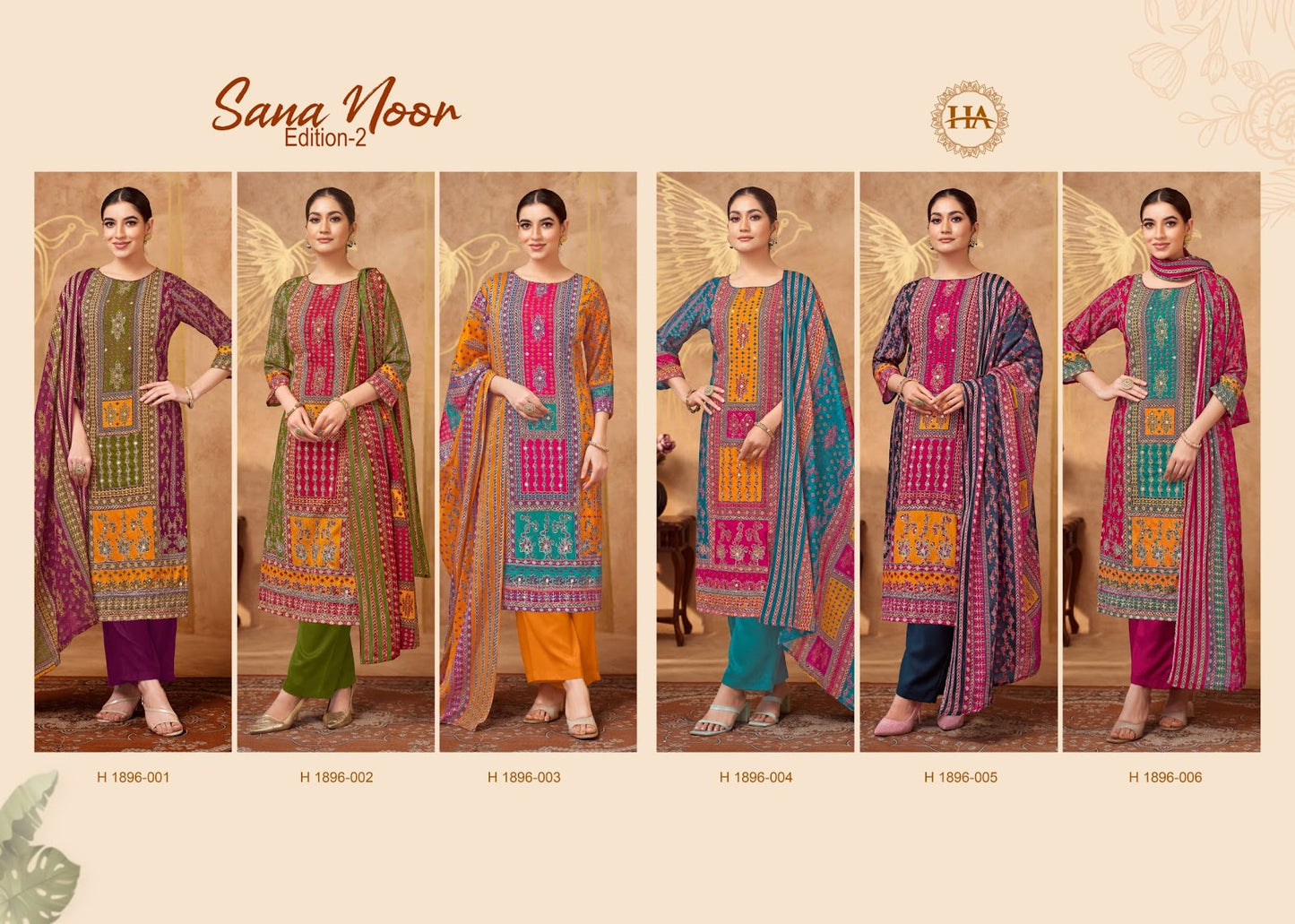 Sana Noor Edition 2 Harshit Fashion Viscose Reyon Karachi Salwar Suits Supplier India