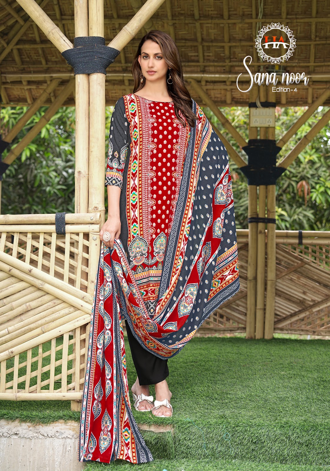 Sana Noor Edition 4 Harshit Fashion Viscose Reyon Karachi Salwar Suits Manufacturer India