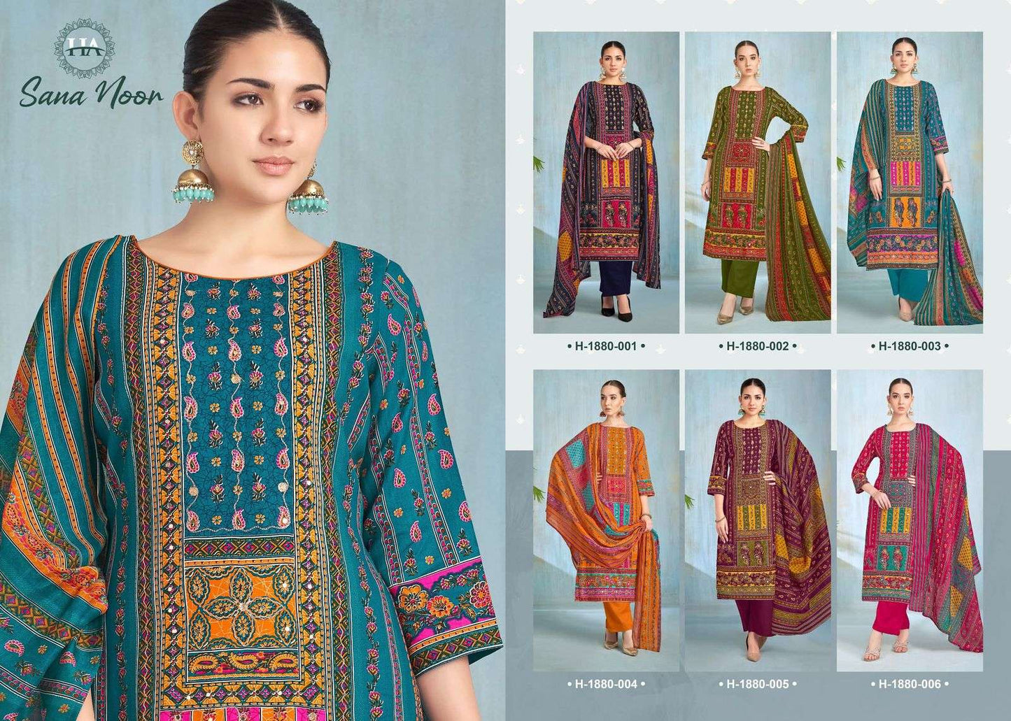 Sana Noor Harshit Fashion Reyon Karachi Salwar Suits Wholesaler Gujarat
