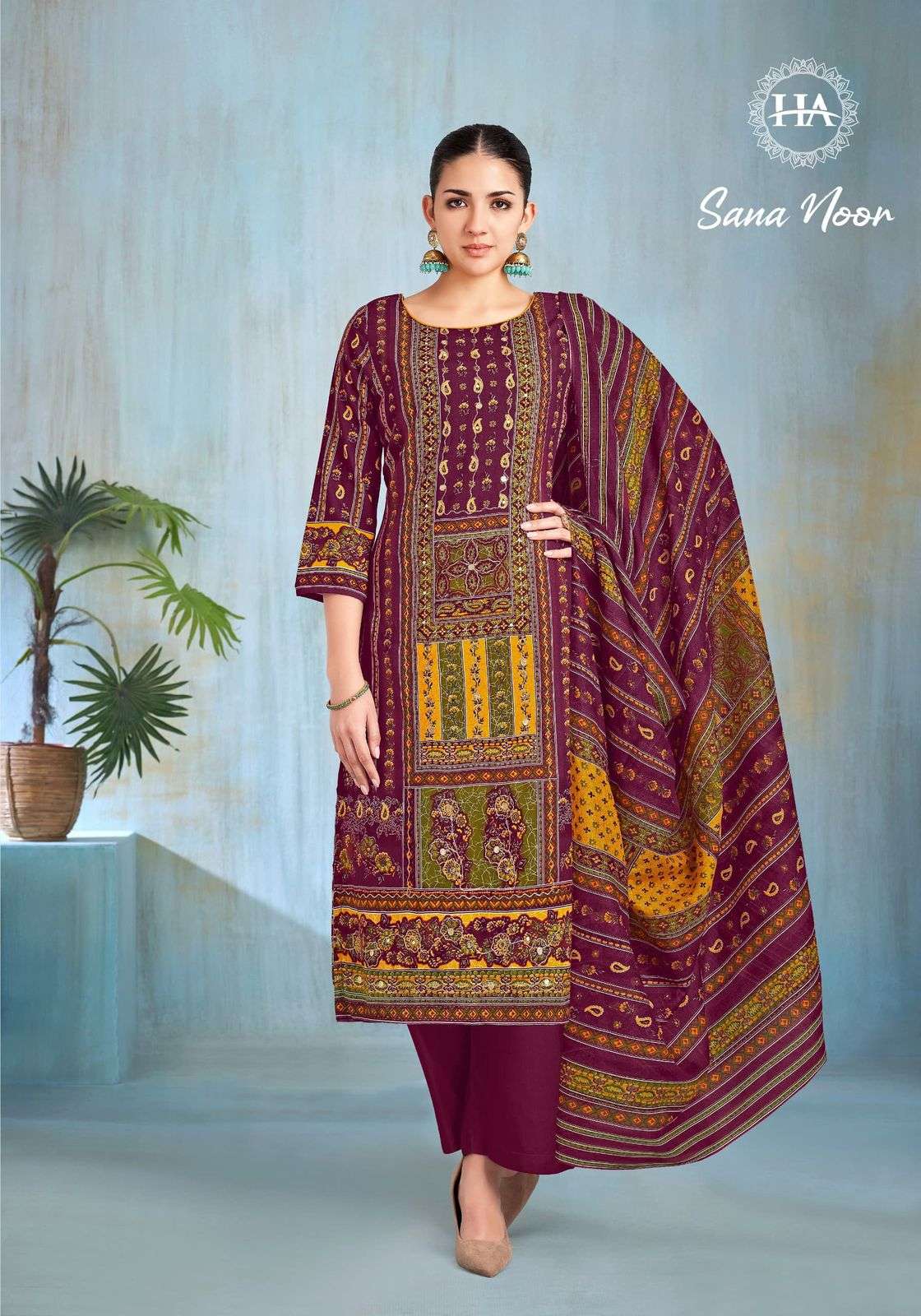 Sana Noor Harshit Fashion Reyon Karachi Salwar Suits Wholesaler Gujarat