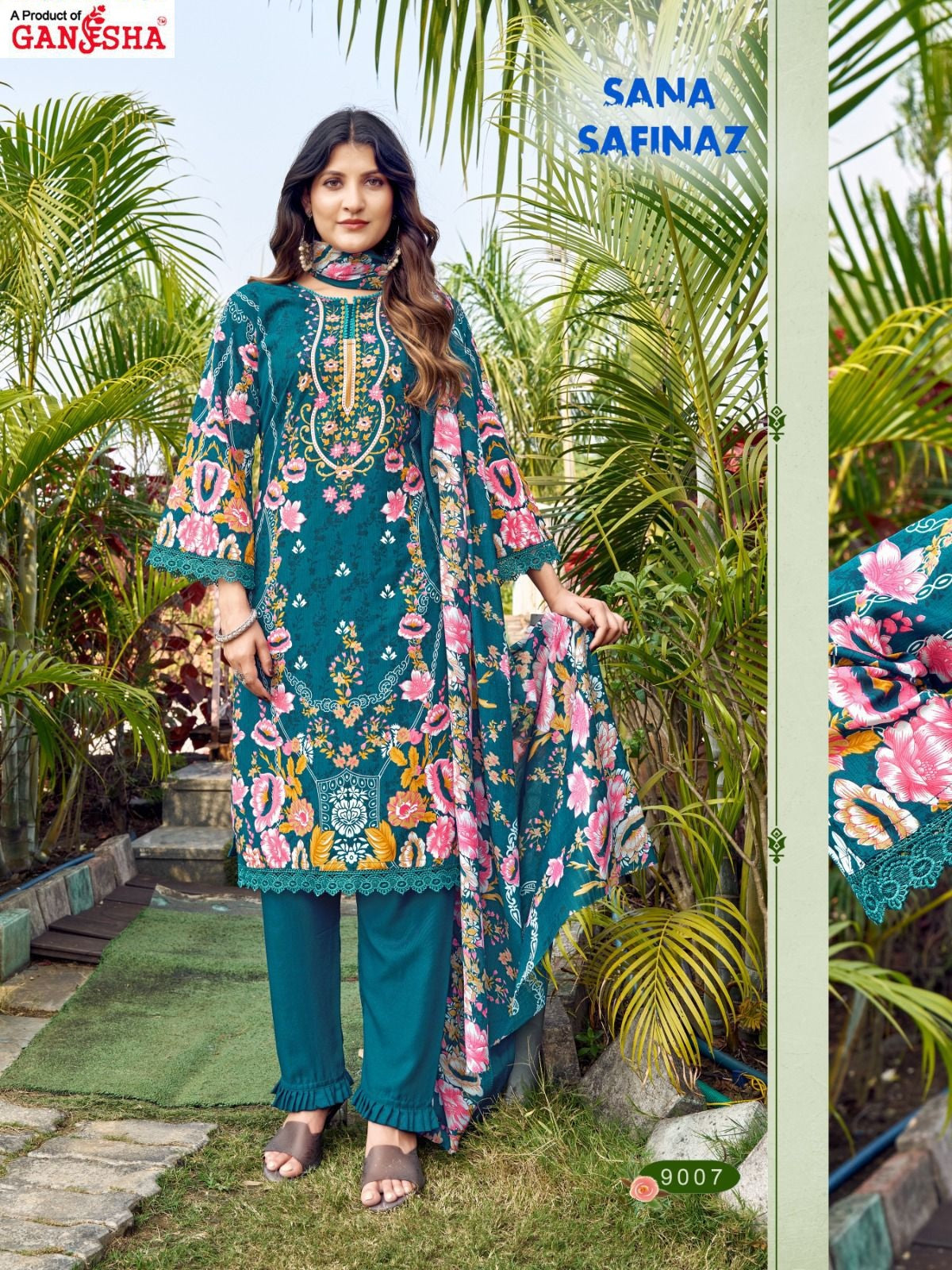 Sana Safina Vol 9 Ganesha Cotton Karachi Salwar Suits Exporter Ahmedabad