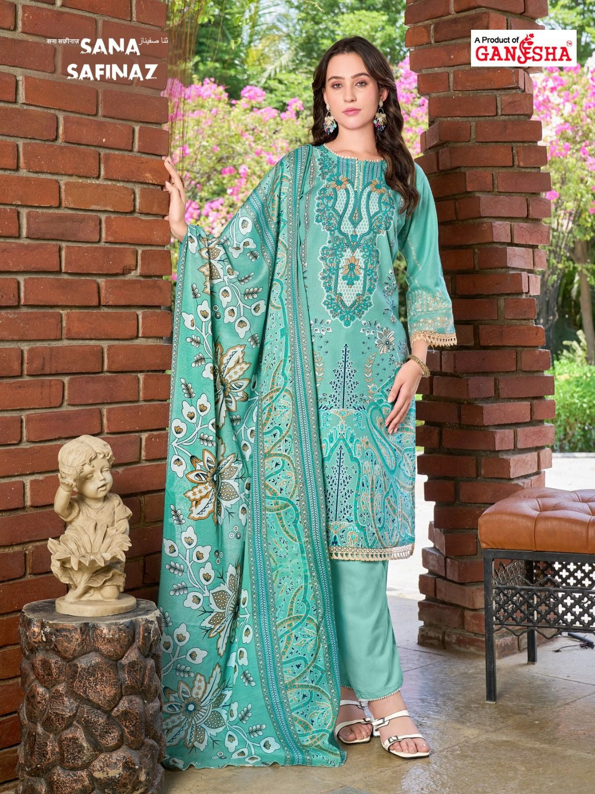 Sana Safinaz Vol 12 Ganesha Mix Cotton Karachi Salwar Suits Supplier India
