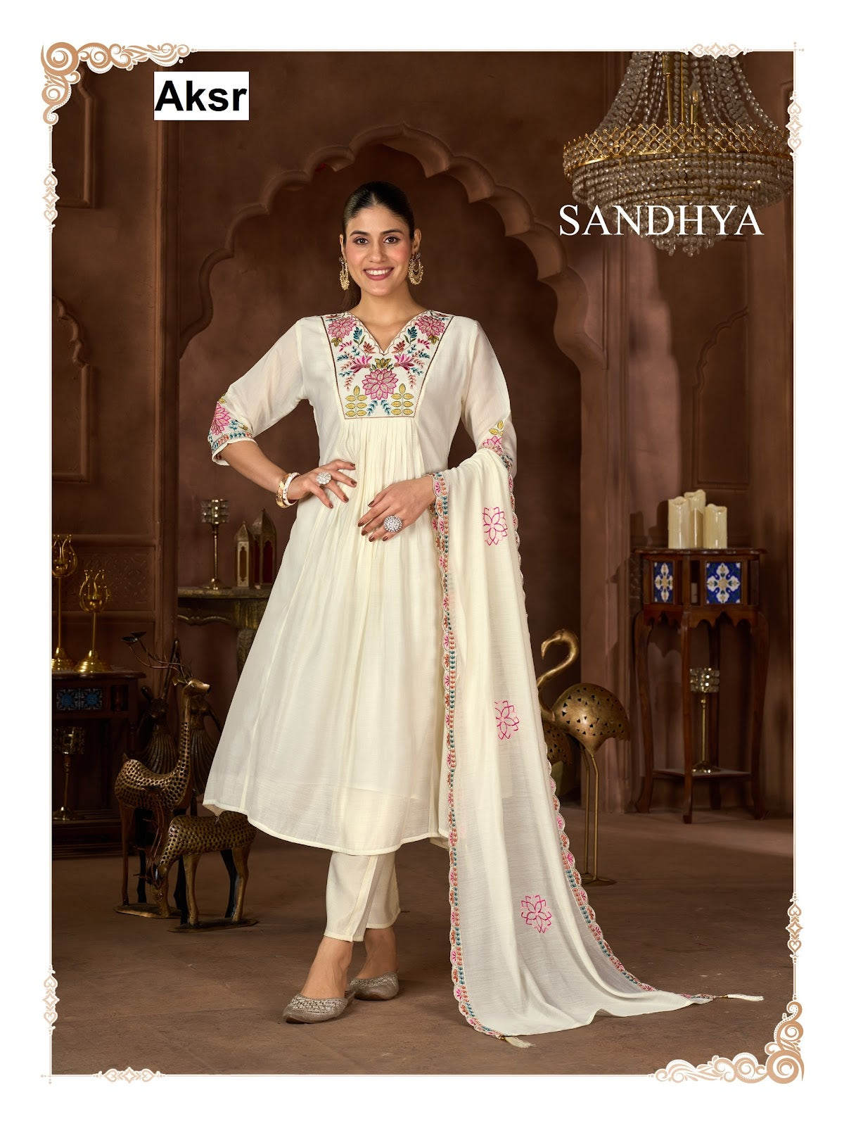 Sandhya Aksr Chanderi Readymade Anarkali Suits Supplier Gujarat