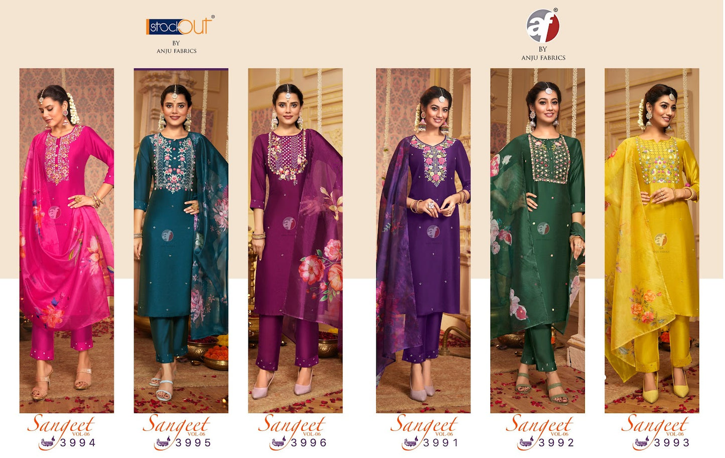 Sangeet Vol 6 Af Viscose Modal Readymade Pant Style Suits Exporter