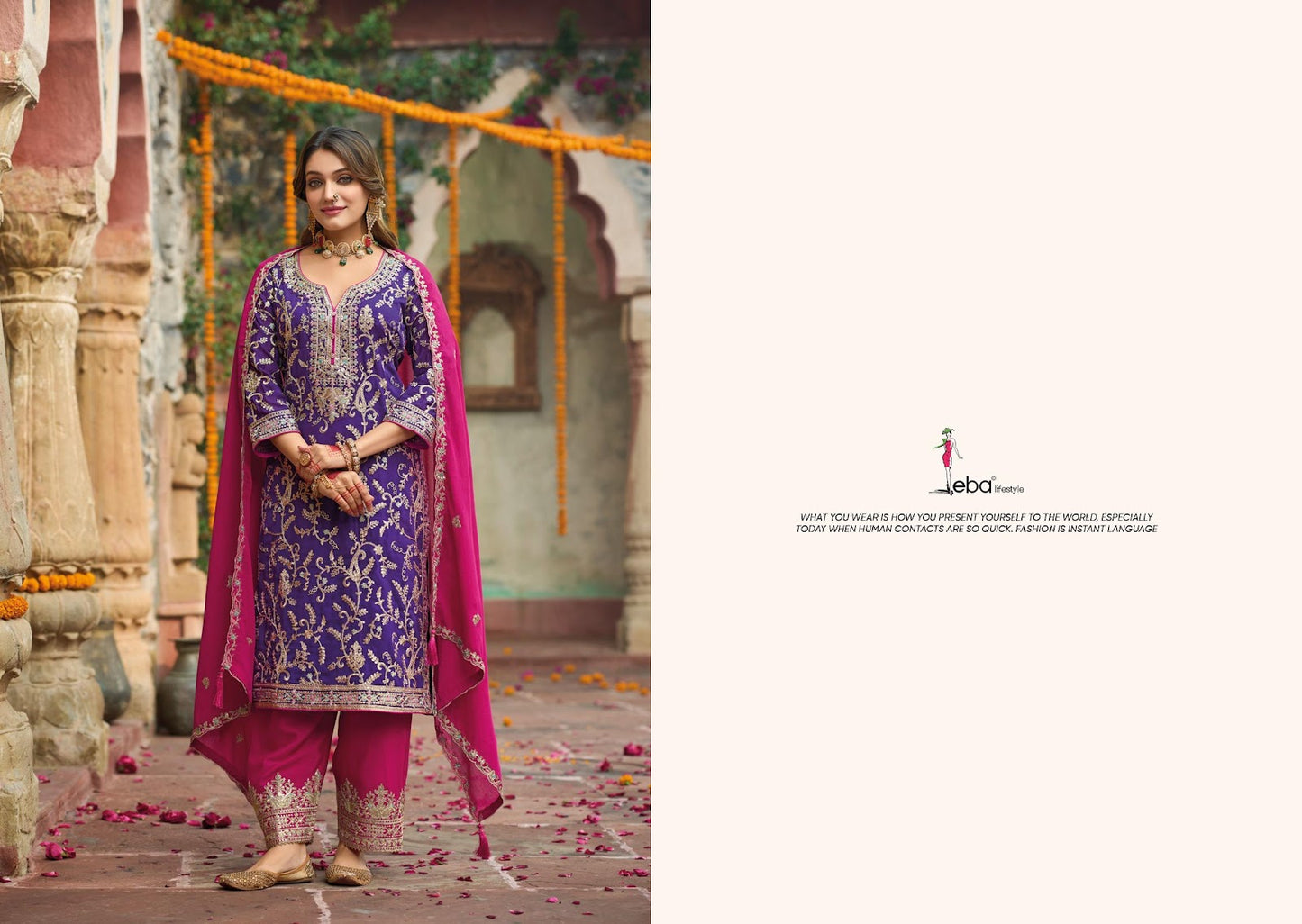 Sangit Eba Lifestyle Chinon Readymade Plazzo Style Suits Manufacturer India
