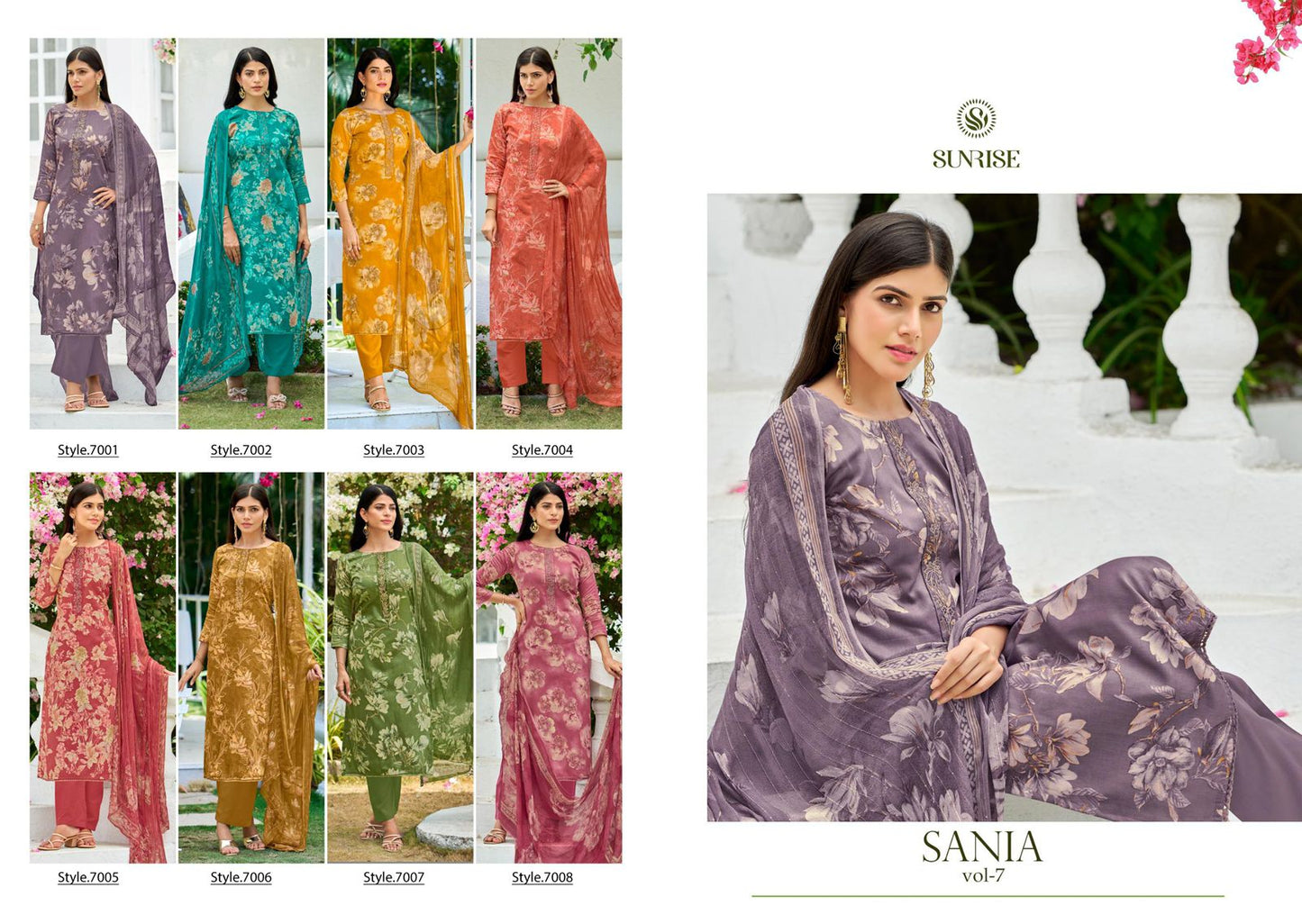 Sania Vol 7 Sunrise Jam Satin Pant Style Suits Exporter Gujarat