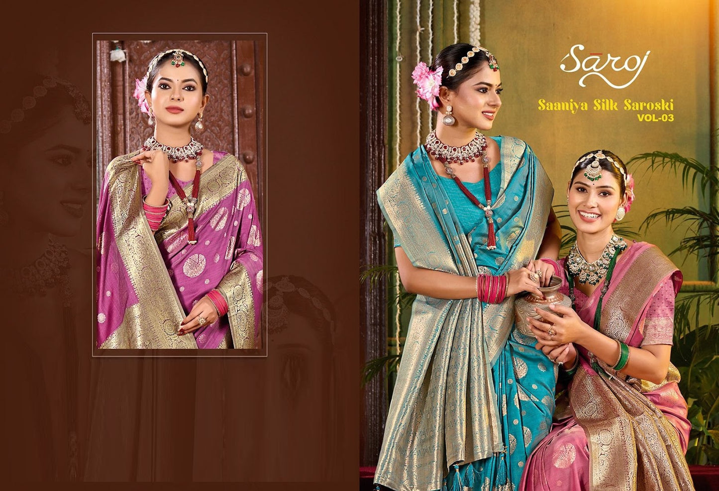 Saniya Saroski Vol 3 Saroj Satin Sarees Wholesaler