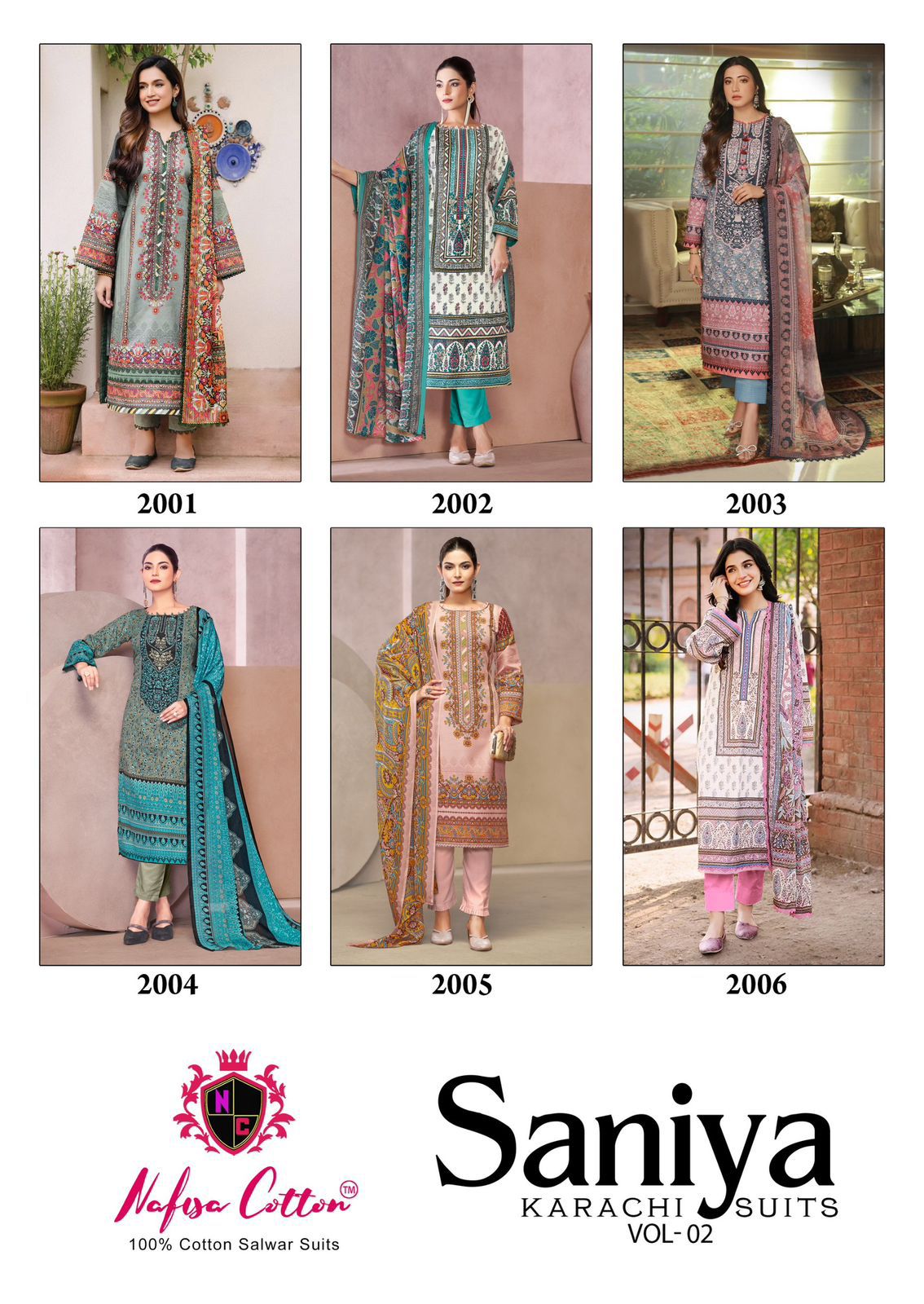 Saniya Vol 2 Nafisa Cotton Karachi Salwar Suits Wholesale Price