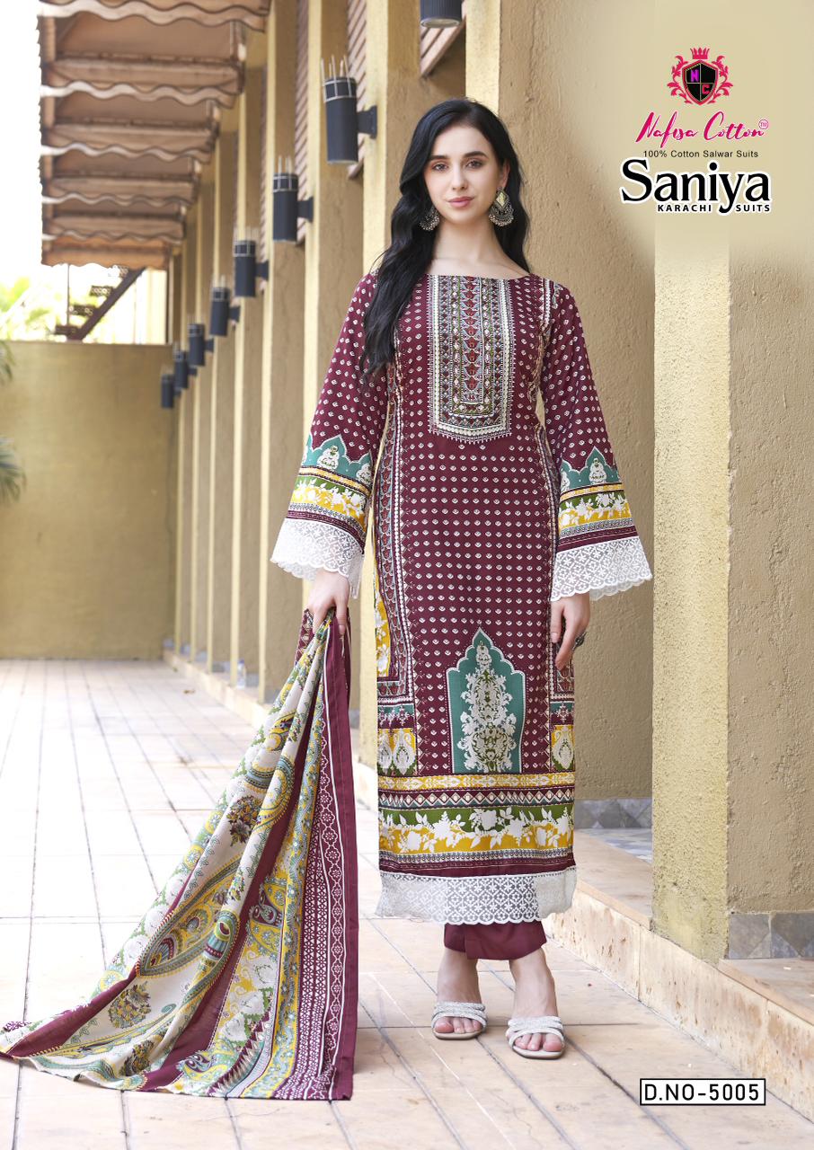 Saniya Vol 5 Nafisa Cotton Karachi Salwar Suits Wholesaler Ahmedabad