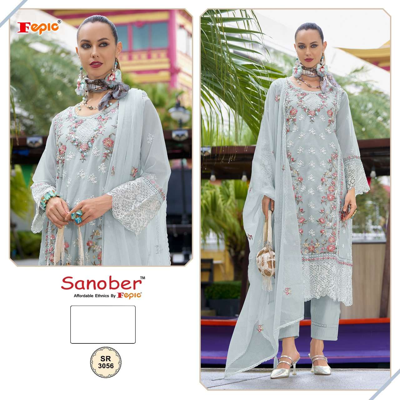 Sanober Sr 3056 Fepic Organza Pakistani Readymade Suits Wholesale Rate
