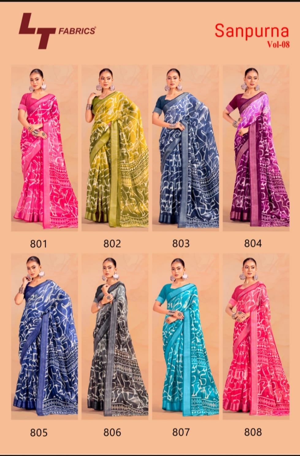 Sanpurna Vol 8 Lt Fabrics Sarees Wholesaler