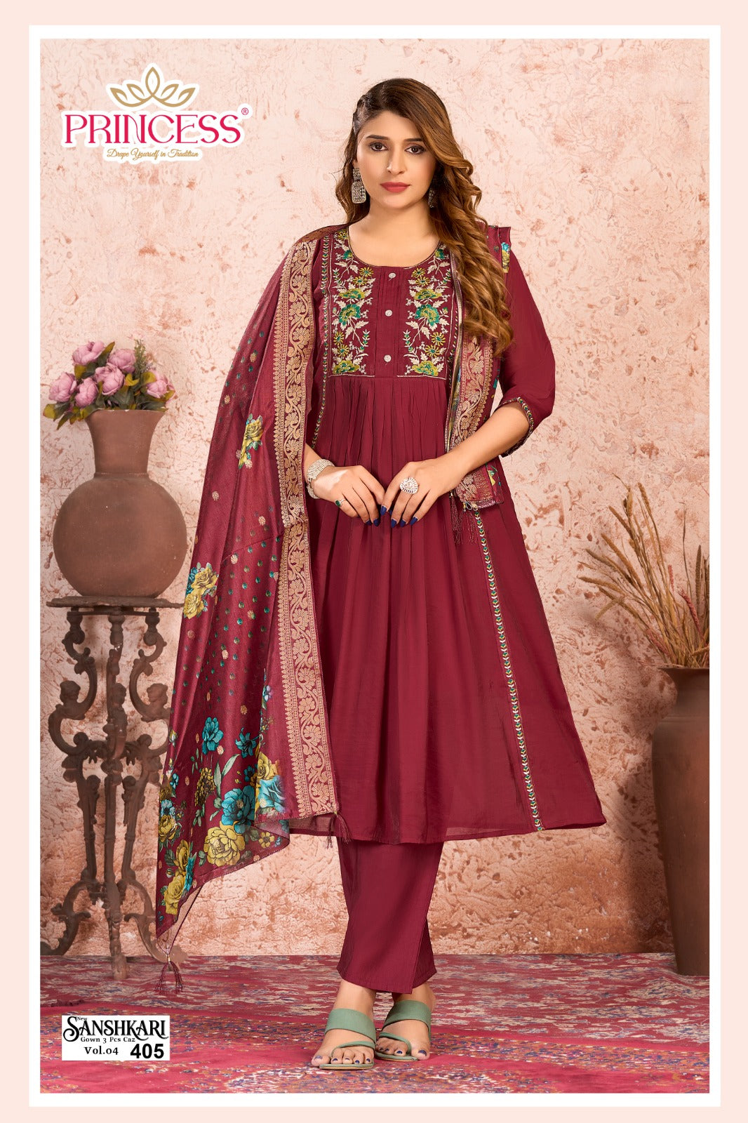 Sanshkari Princess Creation Chanderi Readymade Anarkali Suits Wholesaler