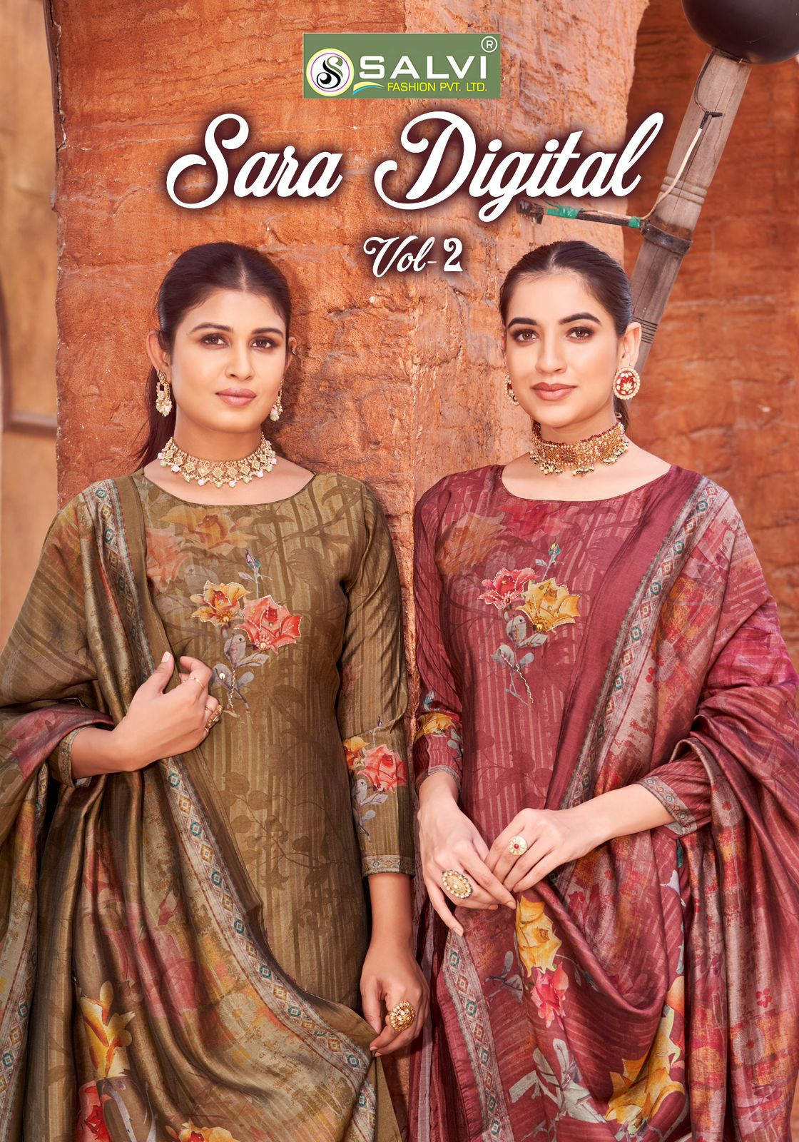 Sara Digital Vol 2 Salvi Fashion Muslin Silk Pant Style Suits Exporter