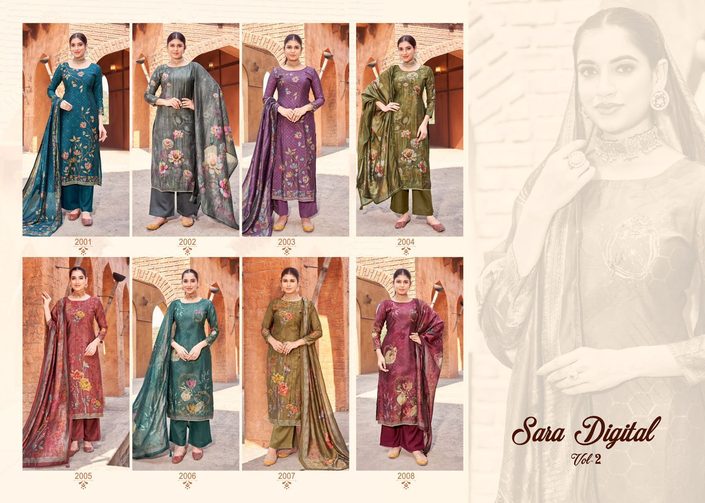 Sara Digital Vol 2 Salvi Fashion Muslin Silk Pant Style Suits Exporter