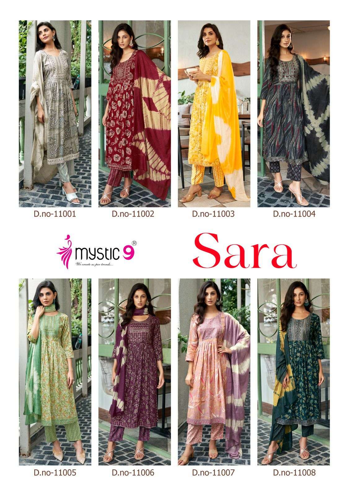 Sara Vol 11 Mystic 9 Premium Rayon Readymade Pant Style Suits Supplier India