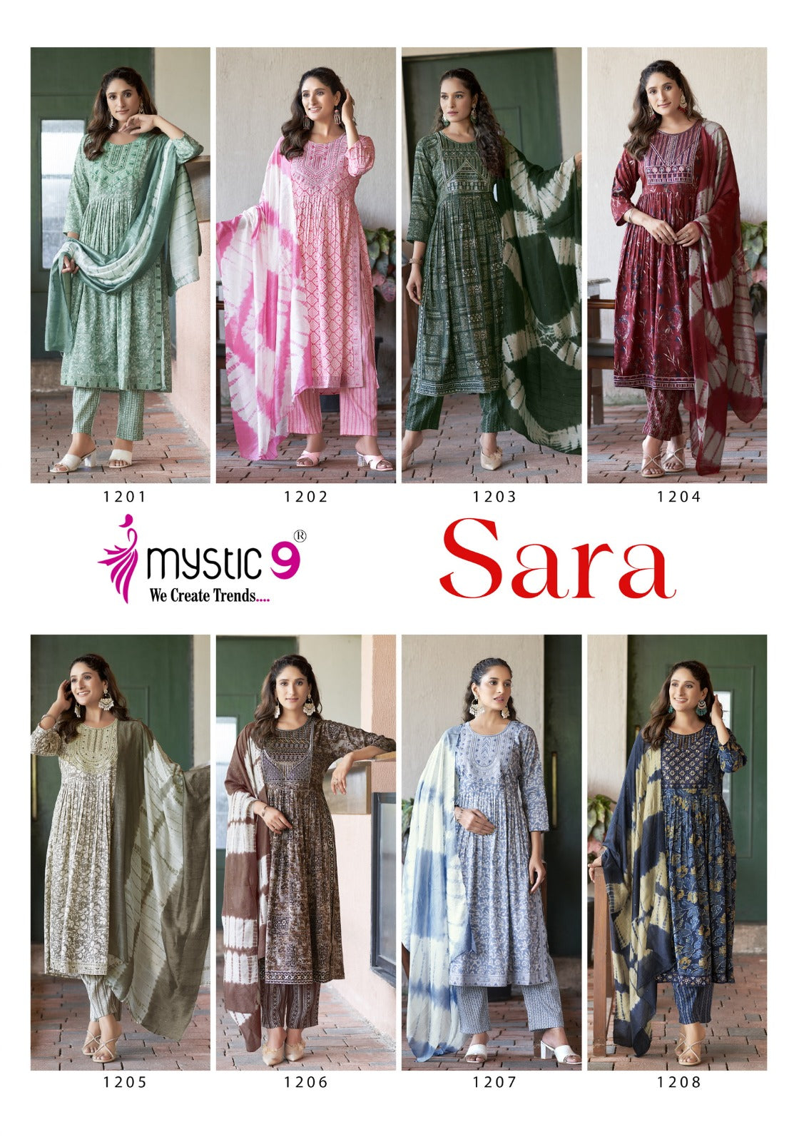 Sara Vol 12 Nayra Cut Mystic 9 Rayon Capsule Readymade Pant Style Suits Wholesaler Gujarat