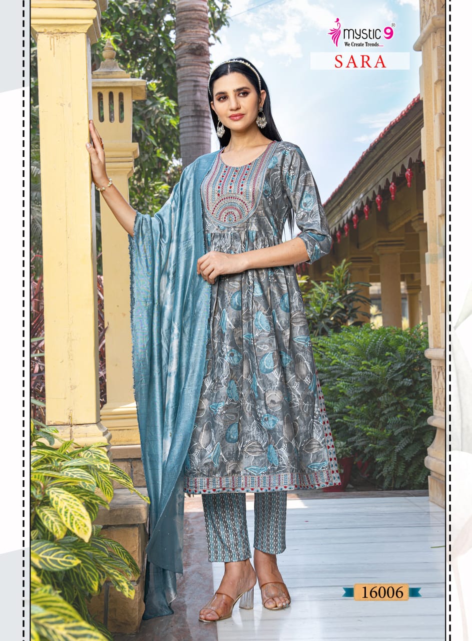 Sara Vol 16 Mystic 9 Capsule Rayon Readymade Pant Style Suits Exporter