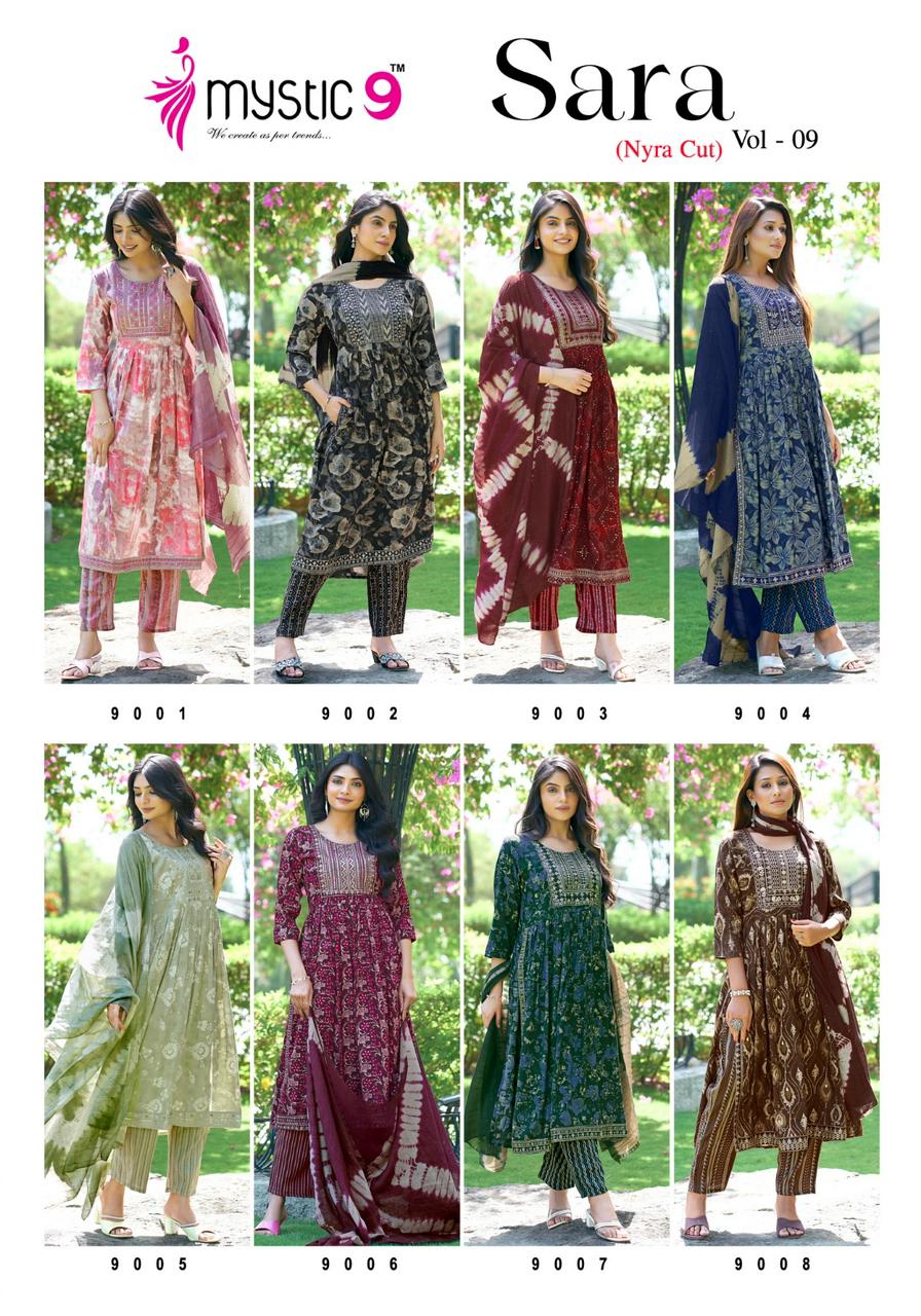 Sara Vol 9 Mystic 9 Rayon Capsule Readymade Pant Style Suits Wholesaler India