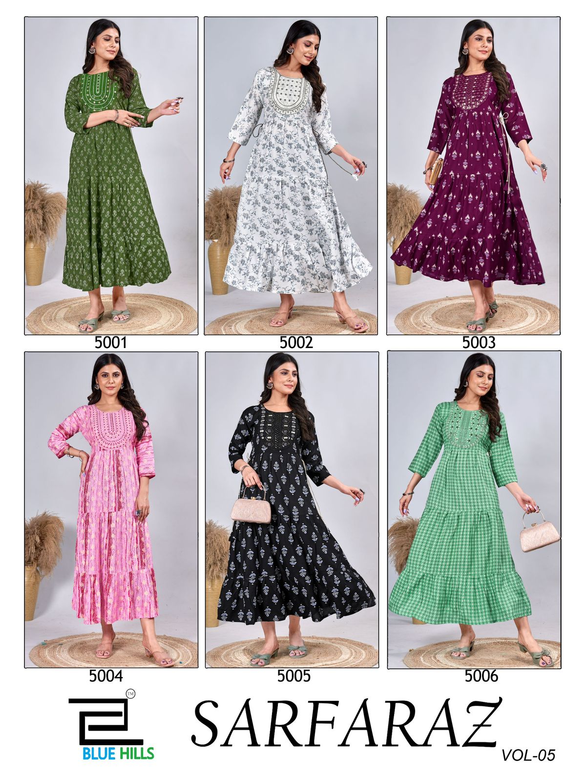 Sarfaraz Vol 5 Blue Hills Rayon One Piece Wholesale Price