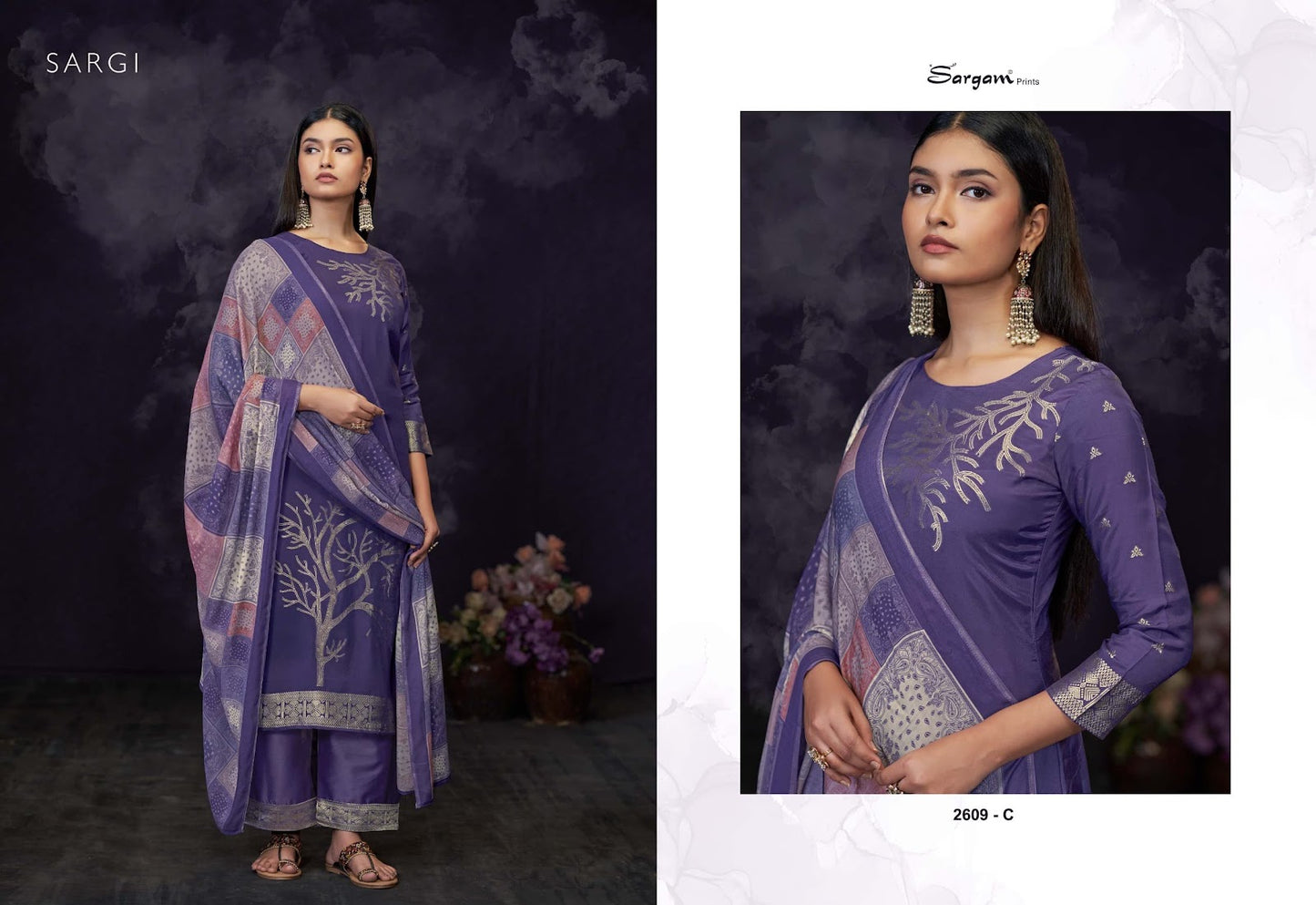 Sargi Sargam Prints Muslin Jacquard Pant Style Suits Exporter India