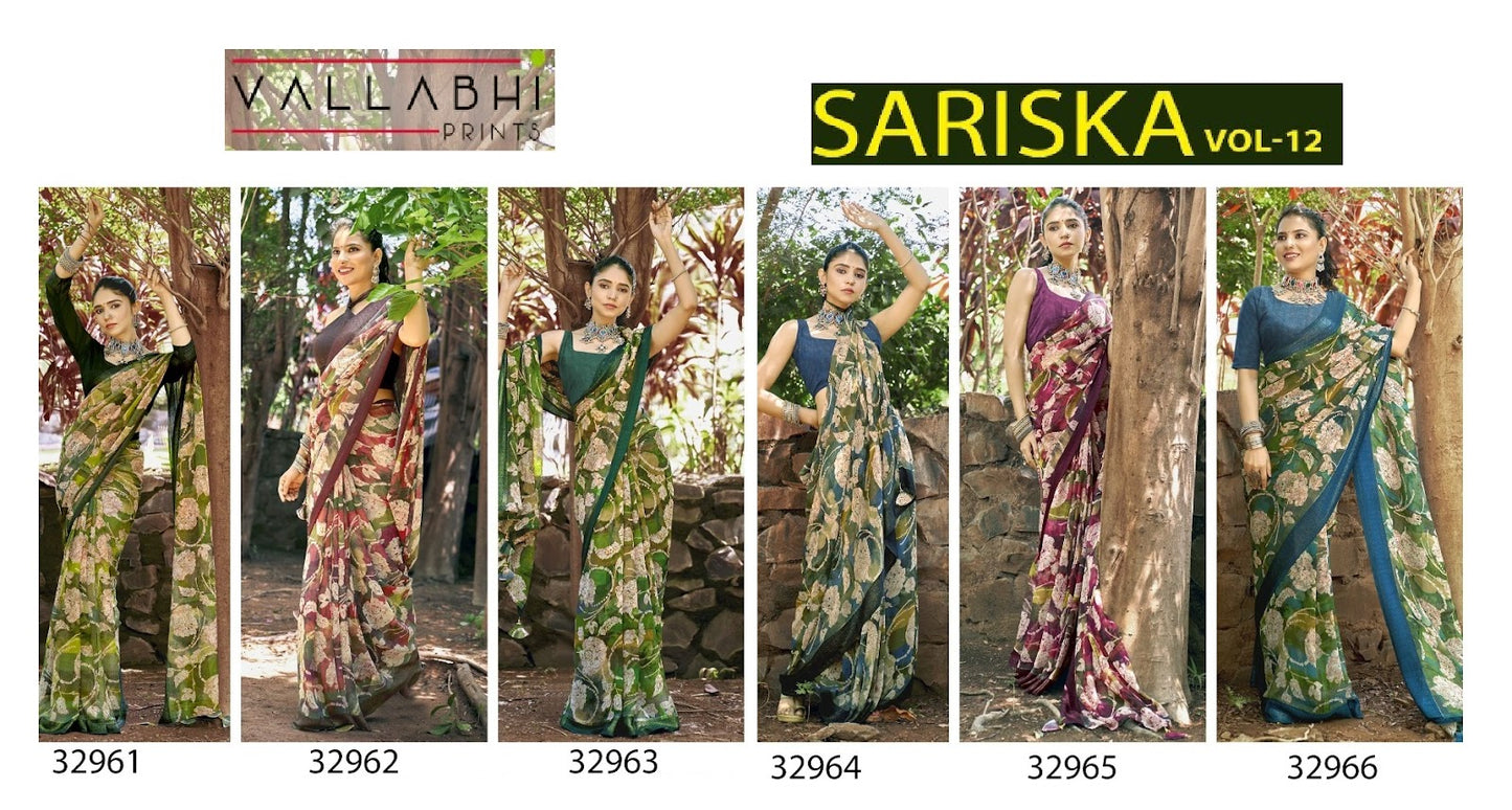 Sariska Vol 12 Vallabhi Prints Georgette Sarees Exporter India