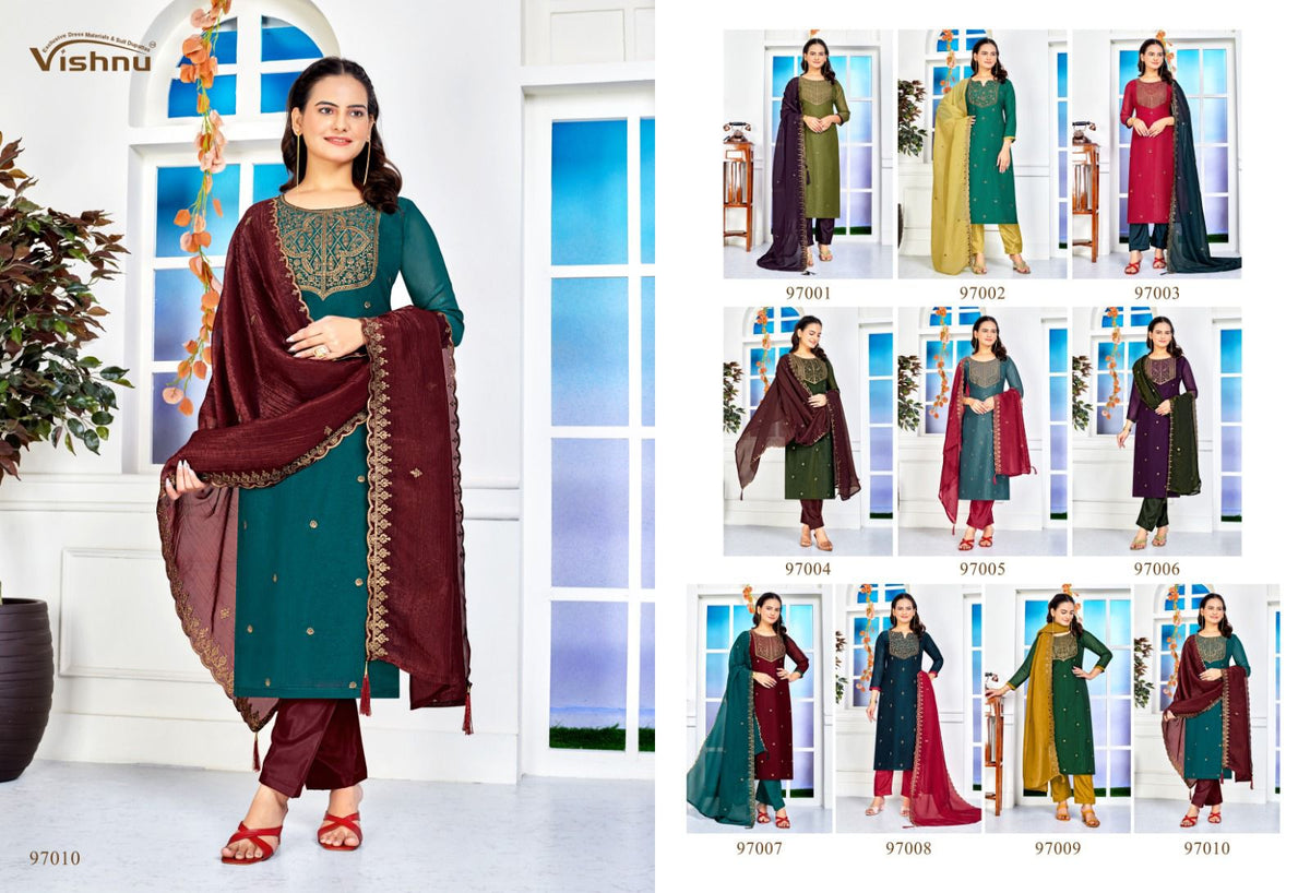 Sarista Vishnu Impex Silk Pant Style Suits Manufacturer Ahmedabad