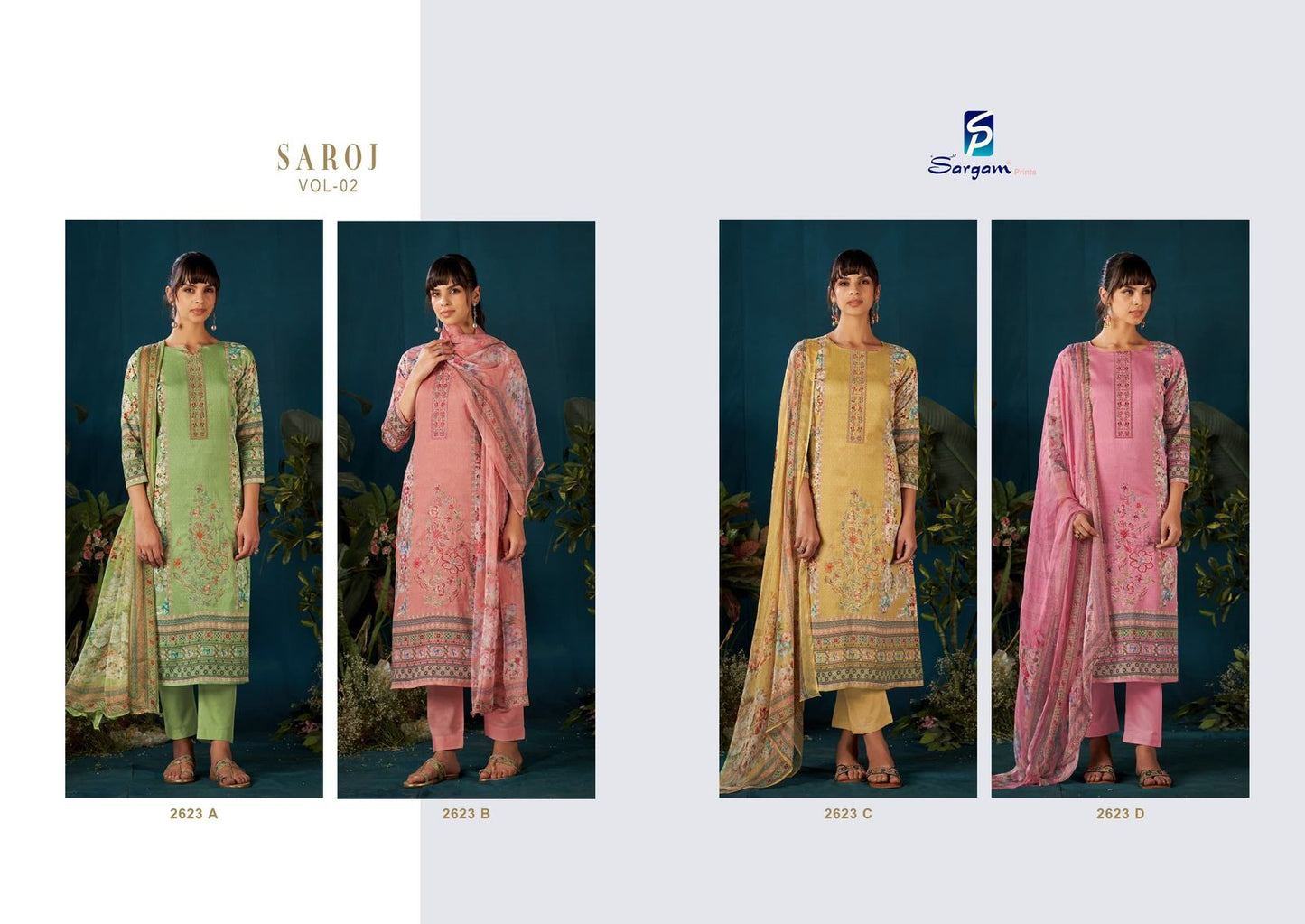Saroj Vol 2 Sargam Prints Pure Jam Pant Style Suits Exporter Gujarat