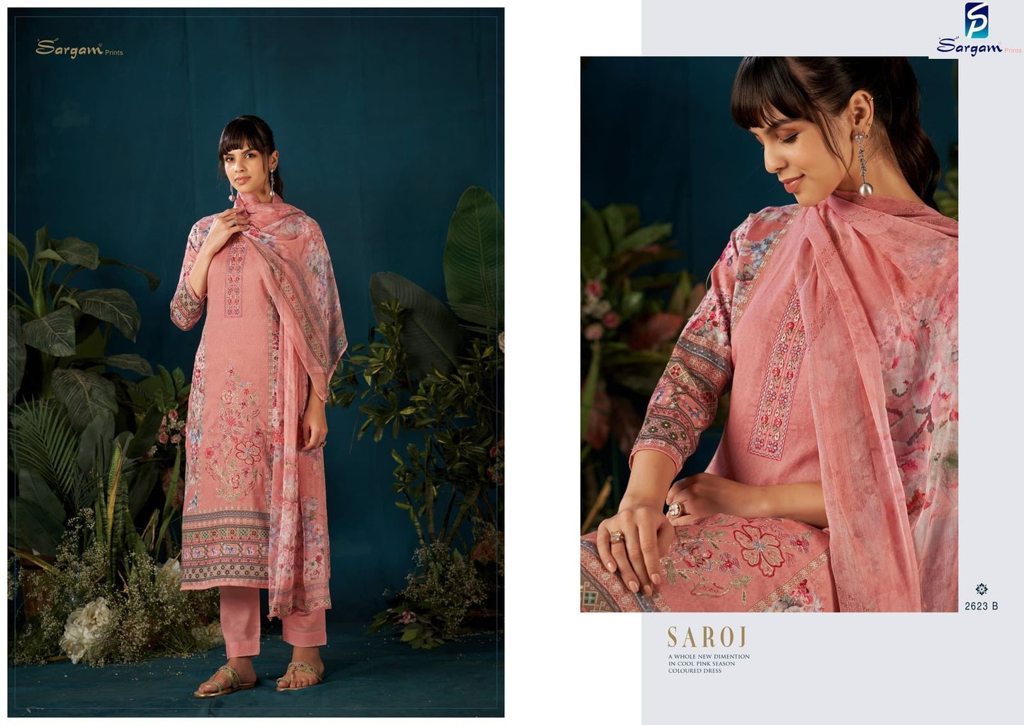 Saroj Vol 2 Sargam Prints Pure Jam Pant Style Suits Exporter Gujarat