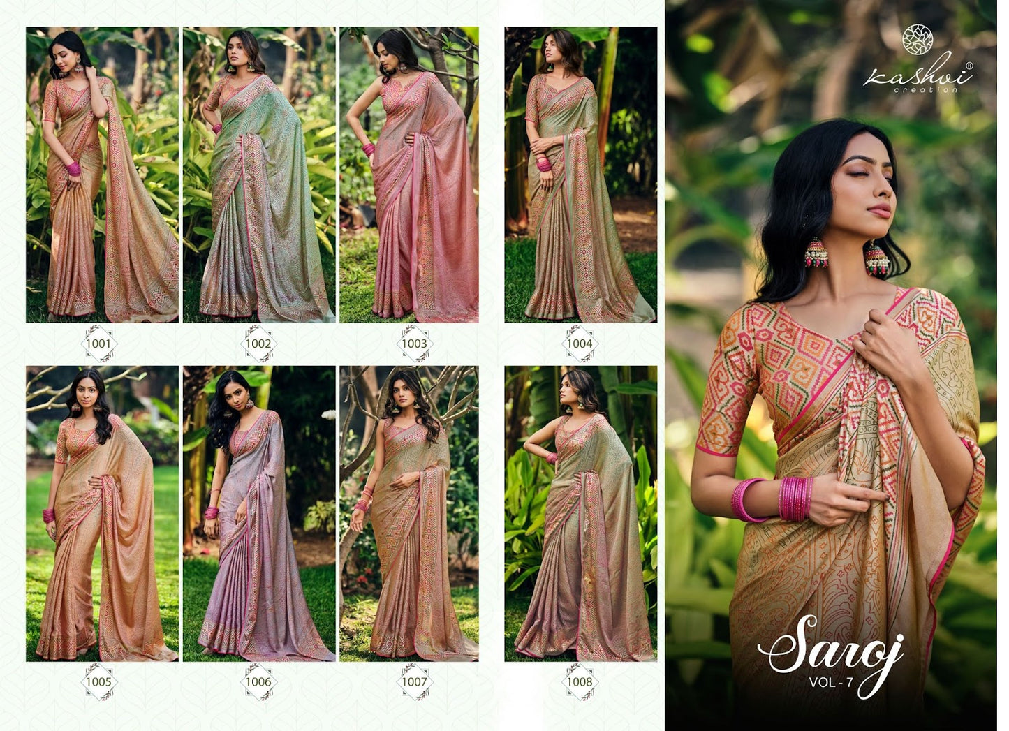 Saroj Vol 7 Kashvi Creation Dull Moss Sarees
