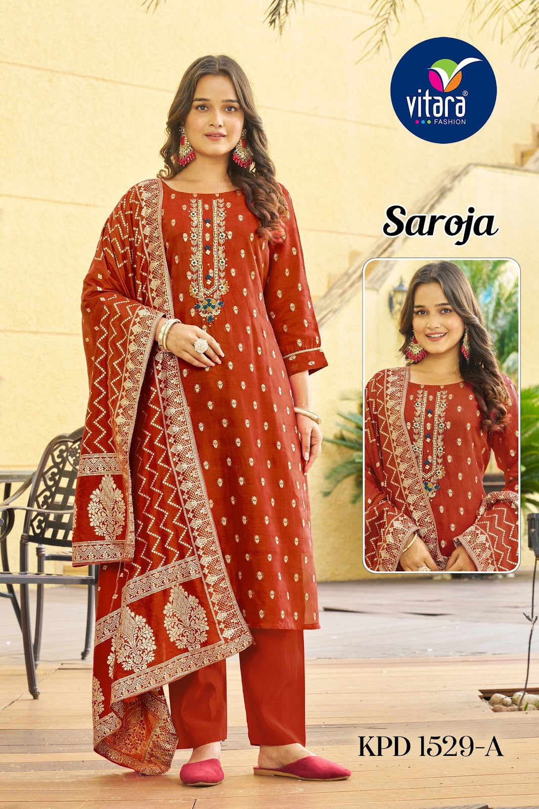 Saroja Vitara Pure Viscose Readymade Pant Style Suits Wholesaler